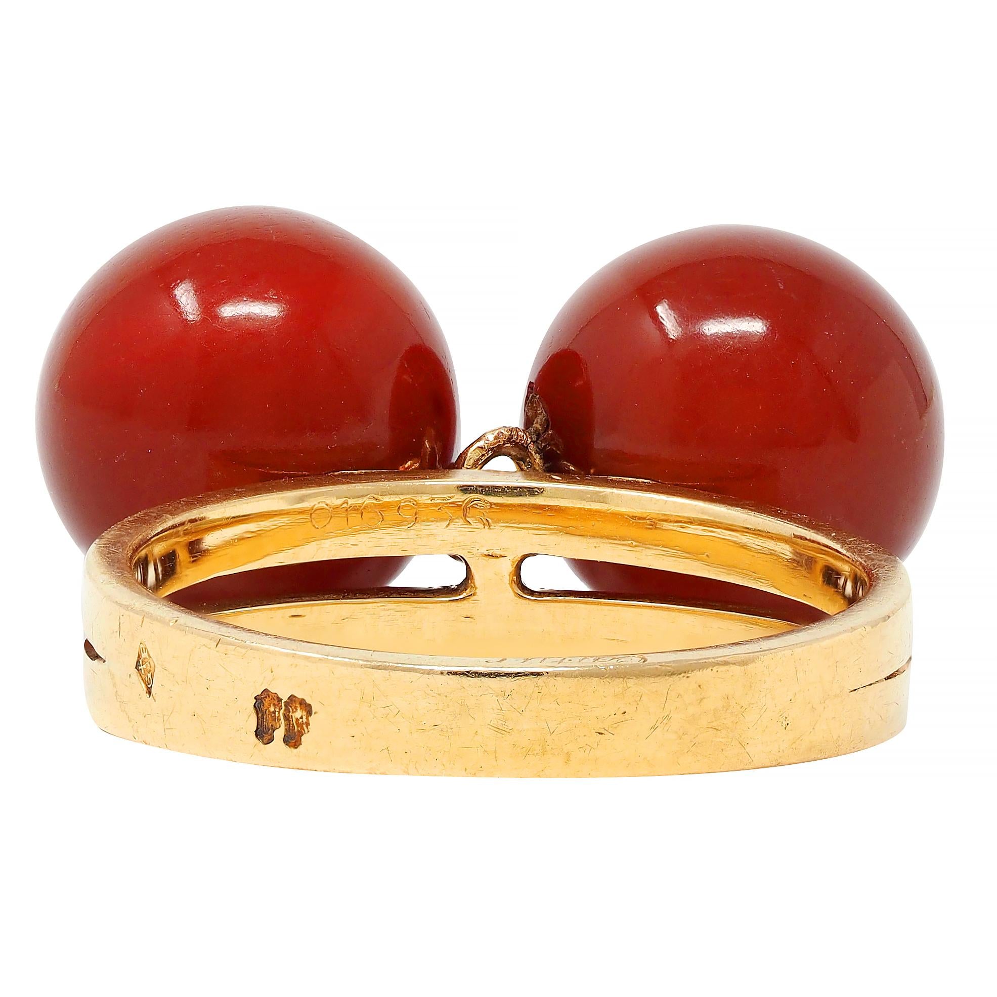 Cartier French 1960's Carnelian 18 Karat Yellow Gold Vintage Bauble Ring