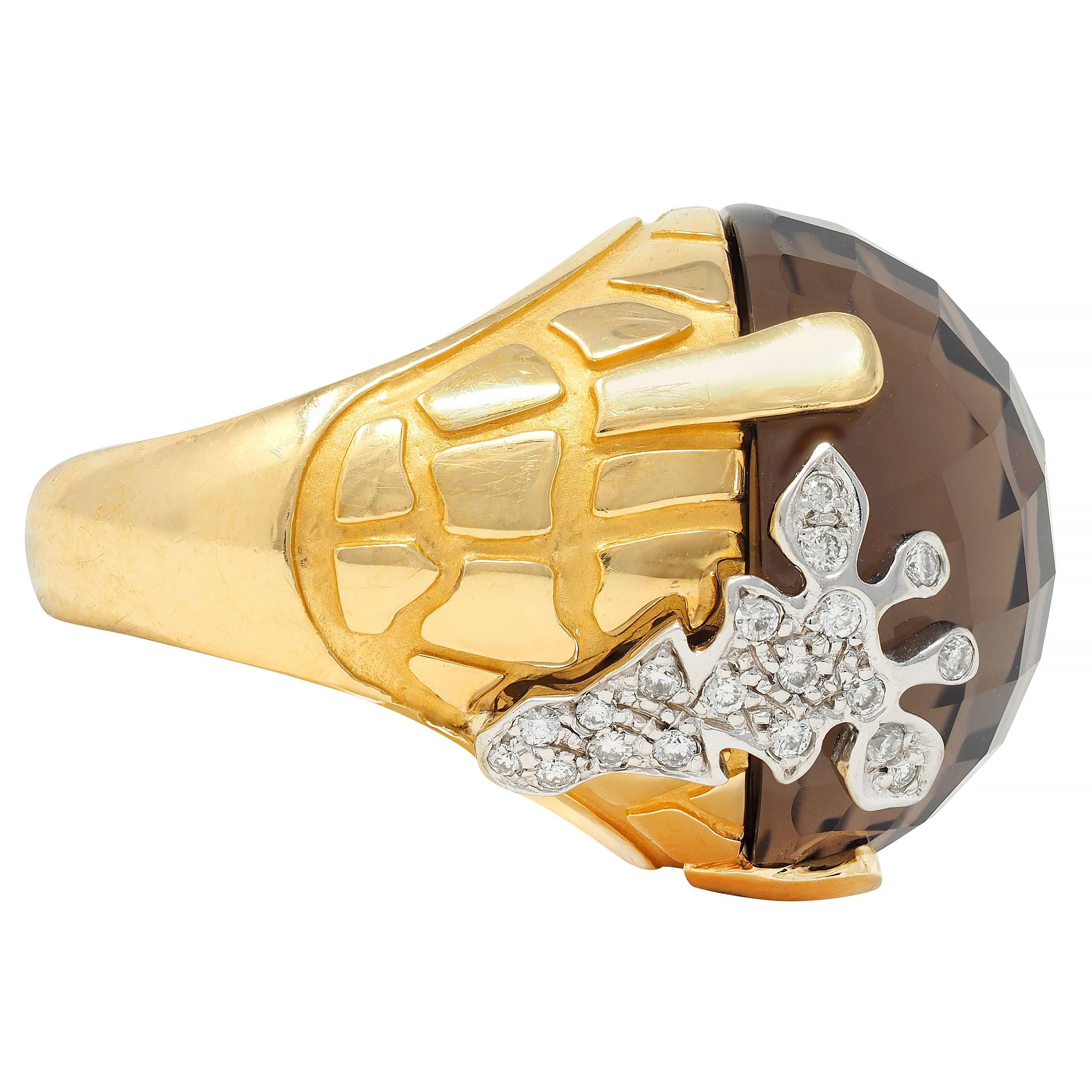 Carrera y Carrera Diamond Smoky Quartz 18 Karat Two-Tone Gold Giraffe Ring