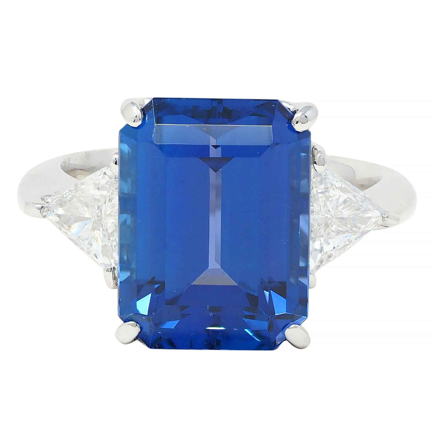 Contemporary 8.65 CTW Tanzanite Diamond Platinum Three Stone Ring