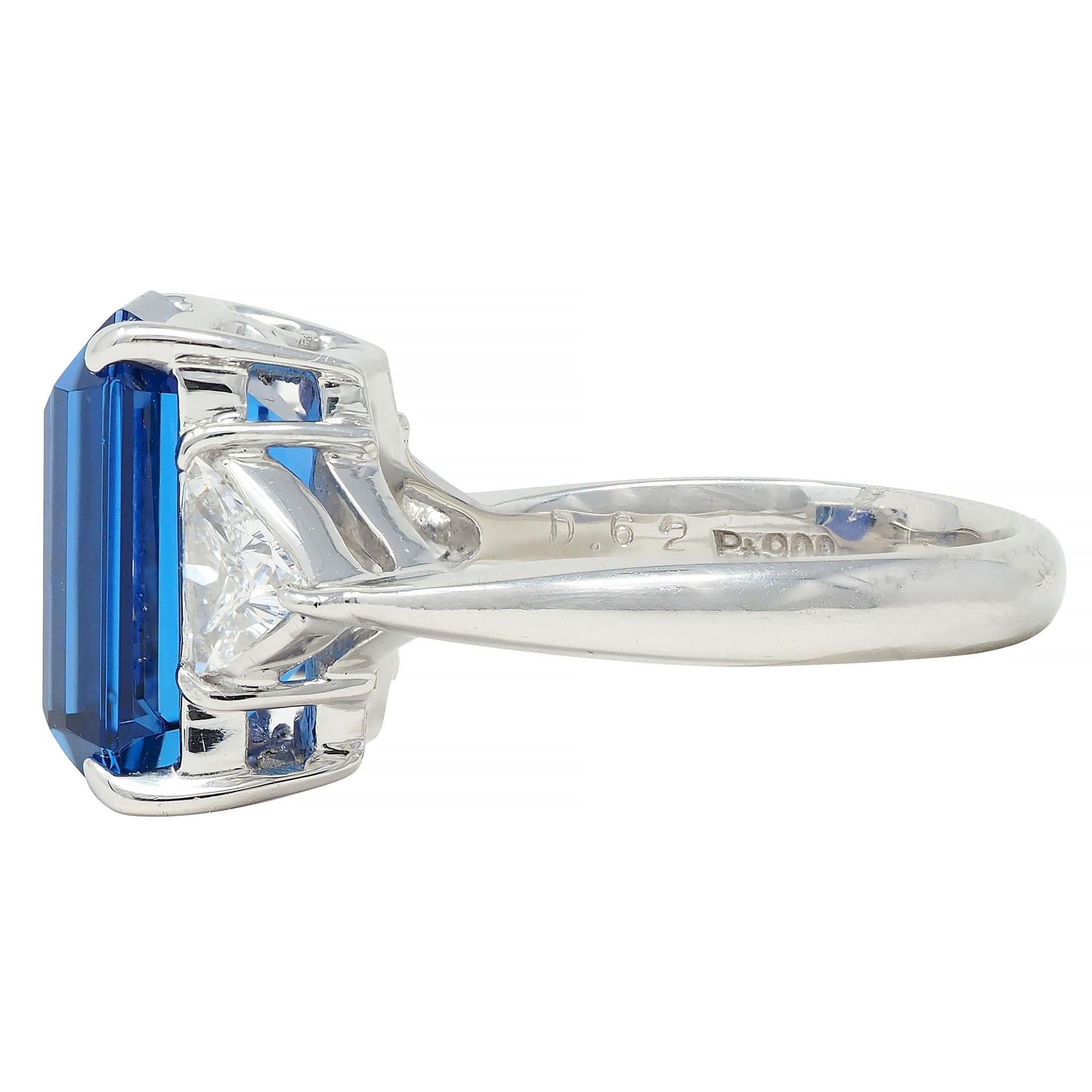 Contemporary 8.65 CTW Tanzanite Diamond Platinum Three Stone Ring