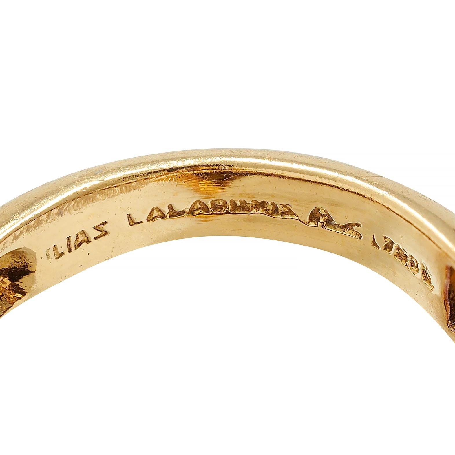 Ilias LaLaounis 1960's 18K Yellow Gold Vintage Hellenistic Column Bypass Ring