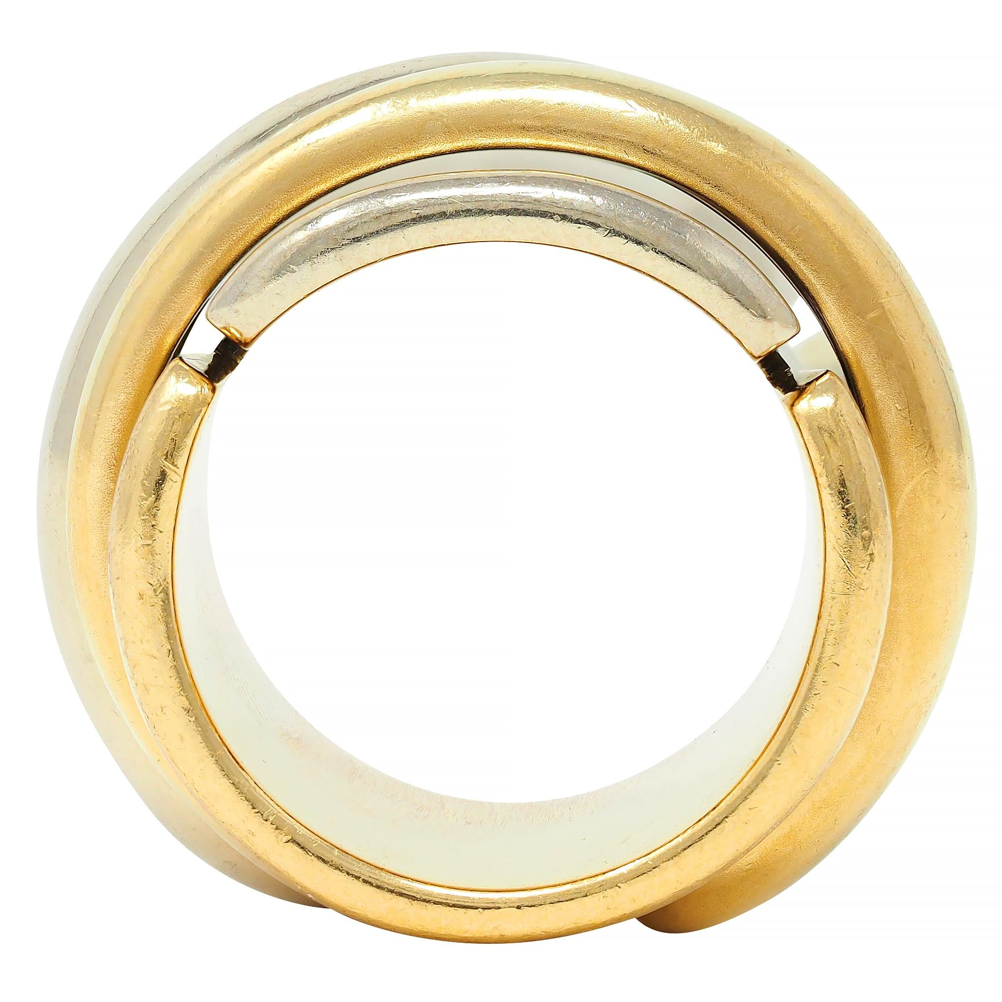 Pomellato 1990's 18 Karat Two-Tone Gold Vintage Spinning Tubolare Band Ring