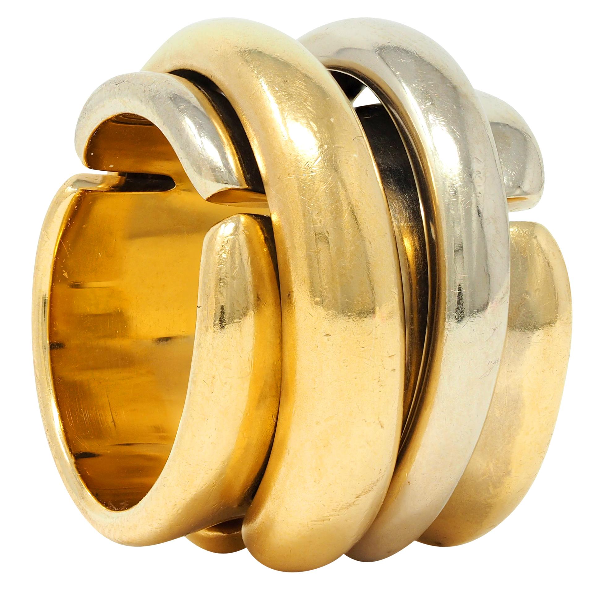 Pomellato 1990's 18 Karat Two-Tone Gold Vintage Spinning Tubolare Band Ring