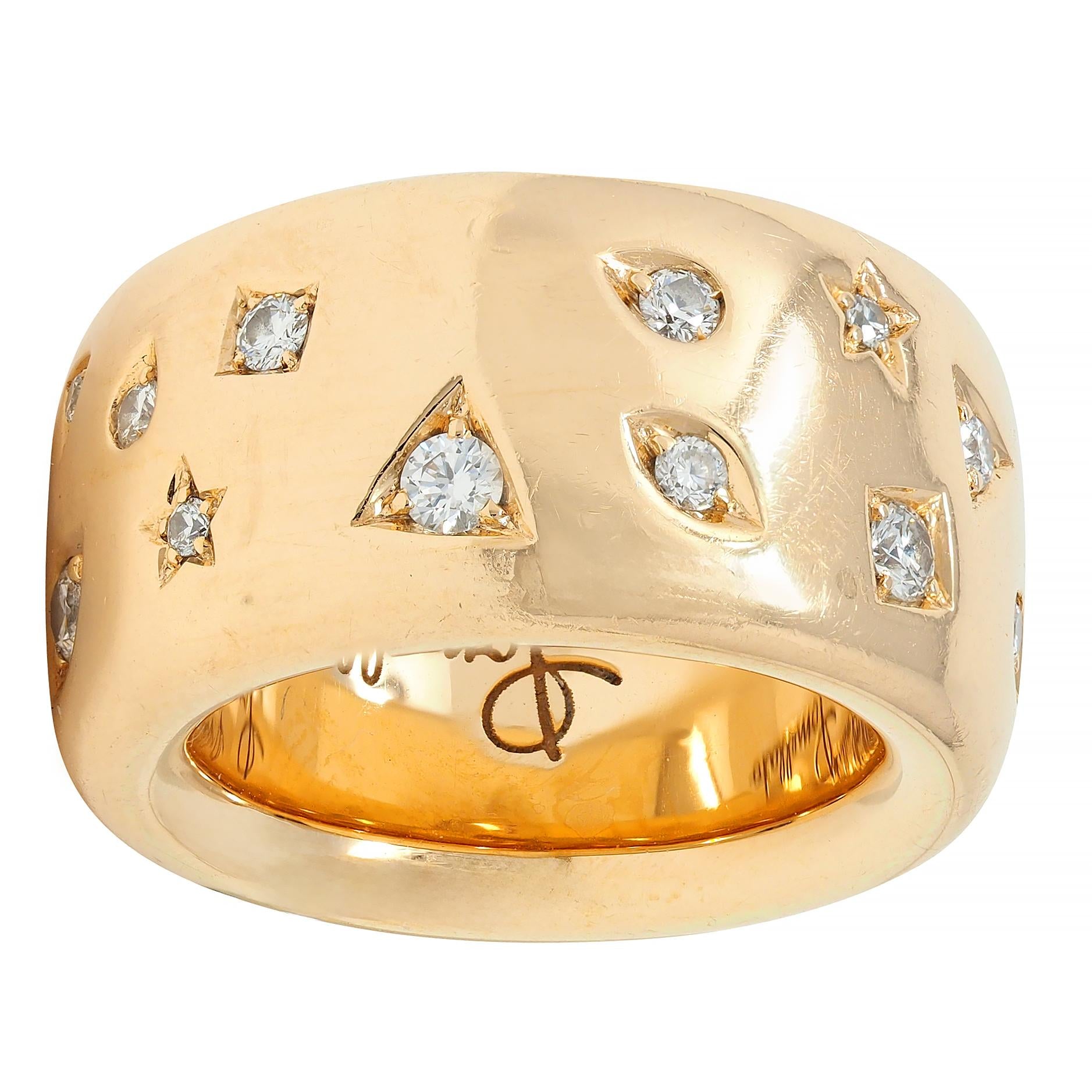 Pomellato Diamond 18 Karat Gold Contemporary Iconica Puffy Band Ring