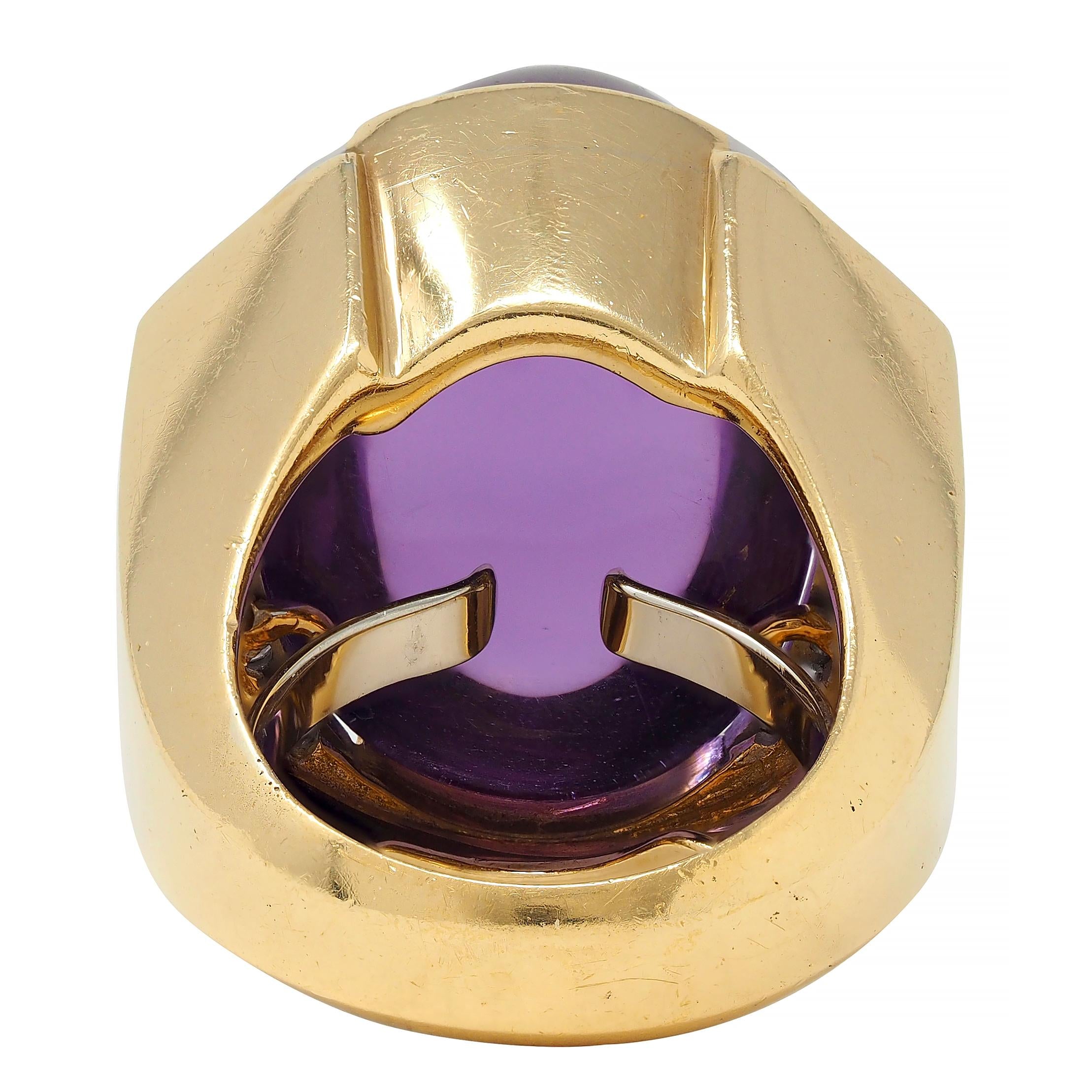 David Webb 1980s Amethyst Diamond Platinum 18 Karat Gold Vintage Ring