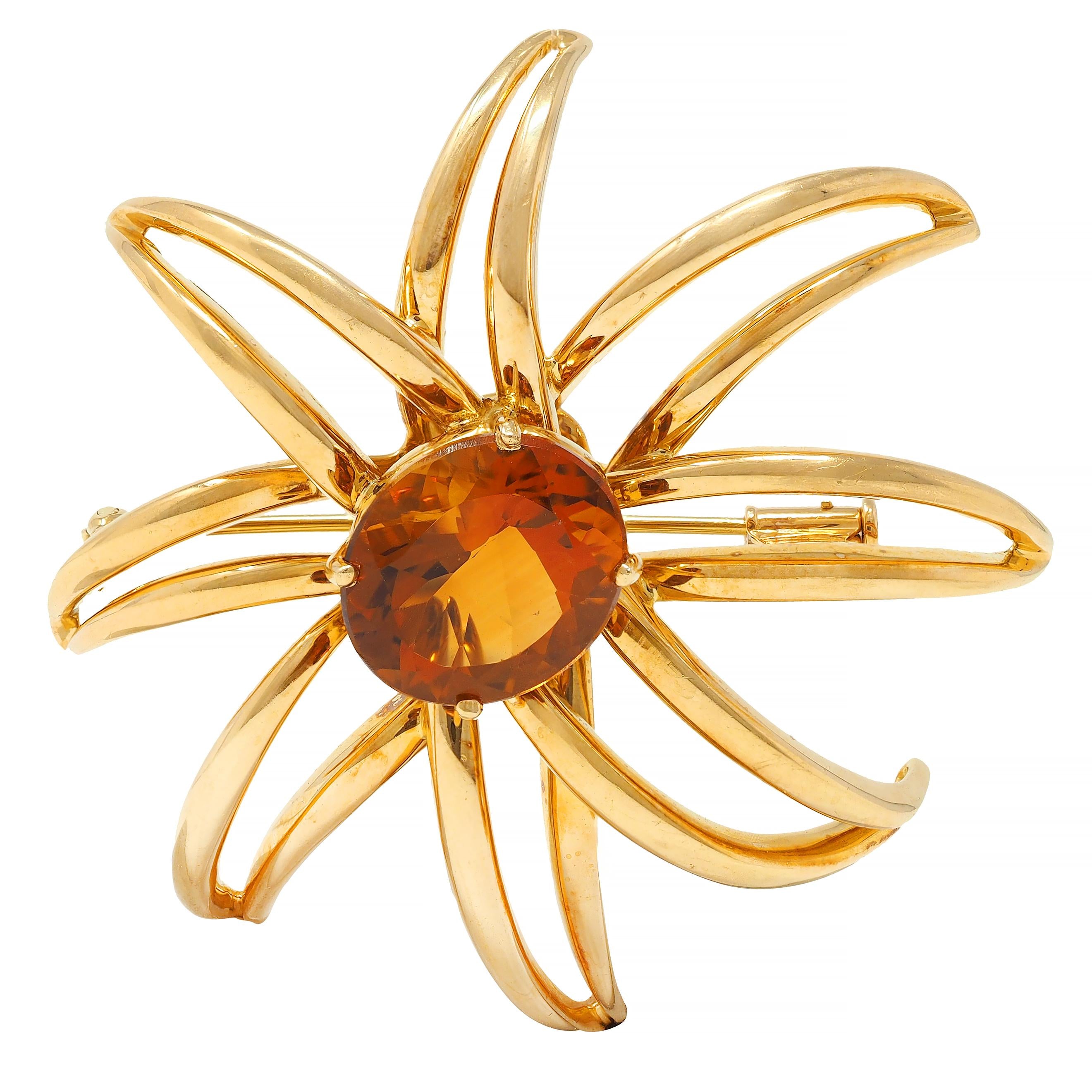 Tiffany & Co. 1994 Citrine 18 Karat Yellow Gold Vintage Fireworks Brooch