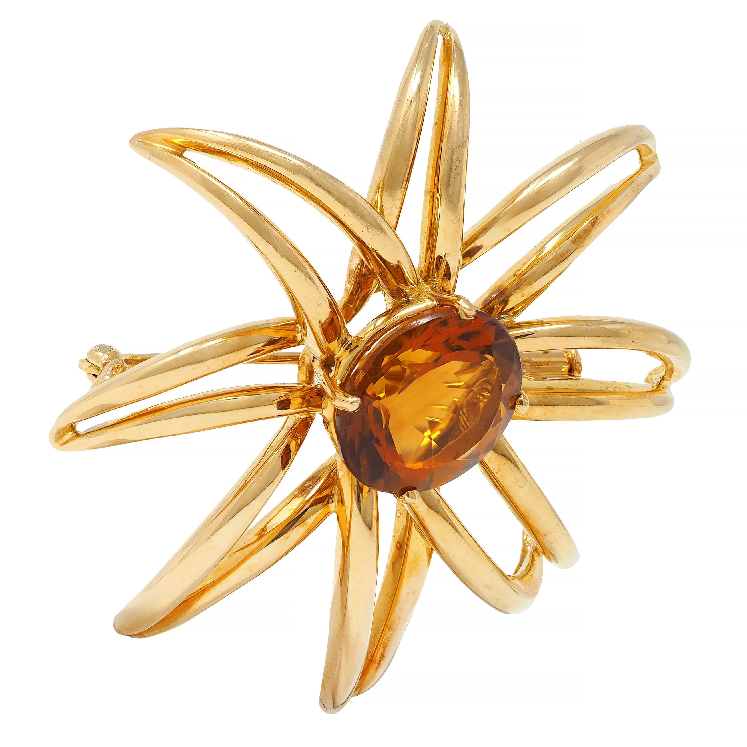 Tiffany & Co. 1994 Citrine 18 Karat Yellow Gold Vintage Fireworks Brooch