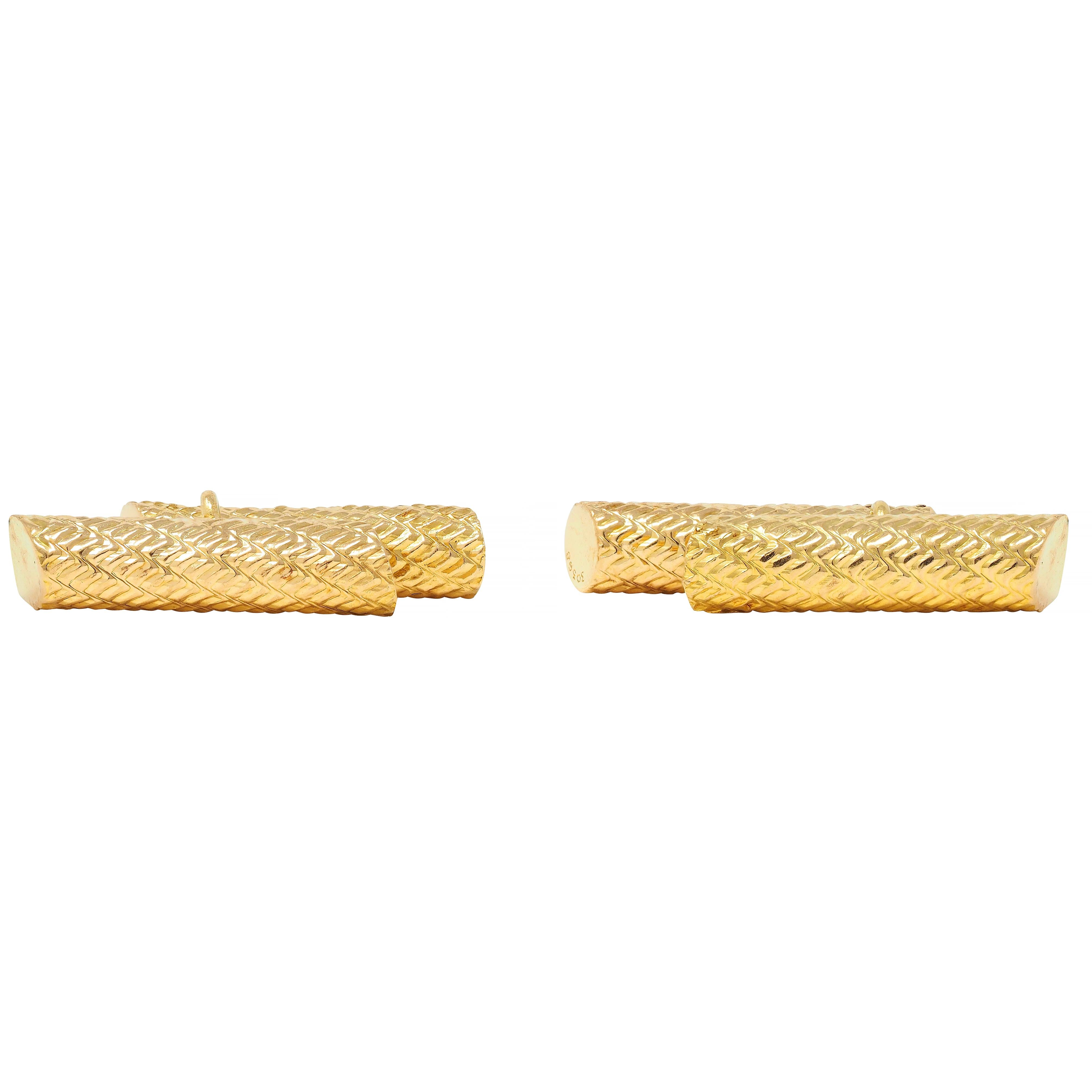 Boucheron Paris 1970's 18 Karat Yellow Gold Vintage Zig-Zag Bar Cufflinks