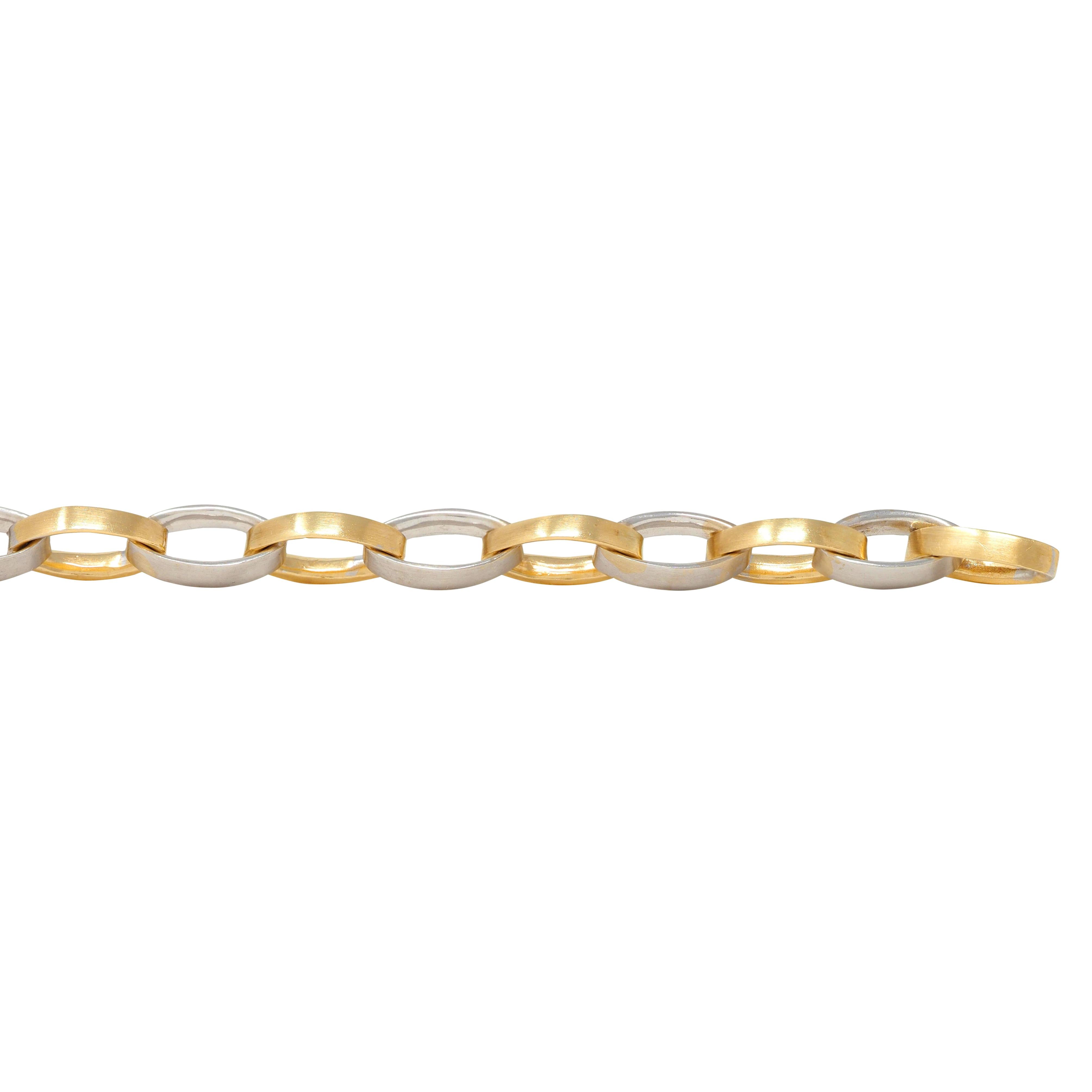 H.W. Burdick Modernist 14 Karat Two-Tone Gold Vintage Bracelet Chain Necklace