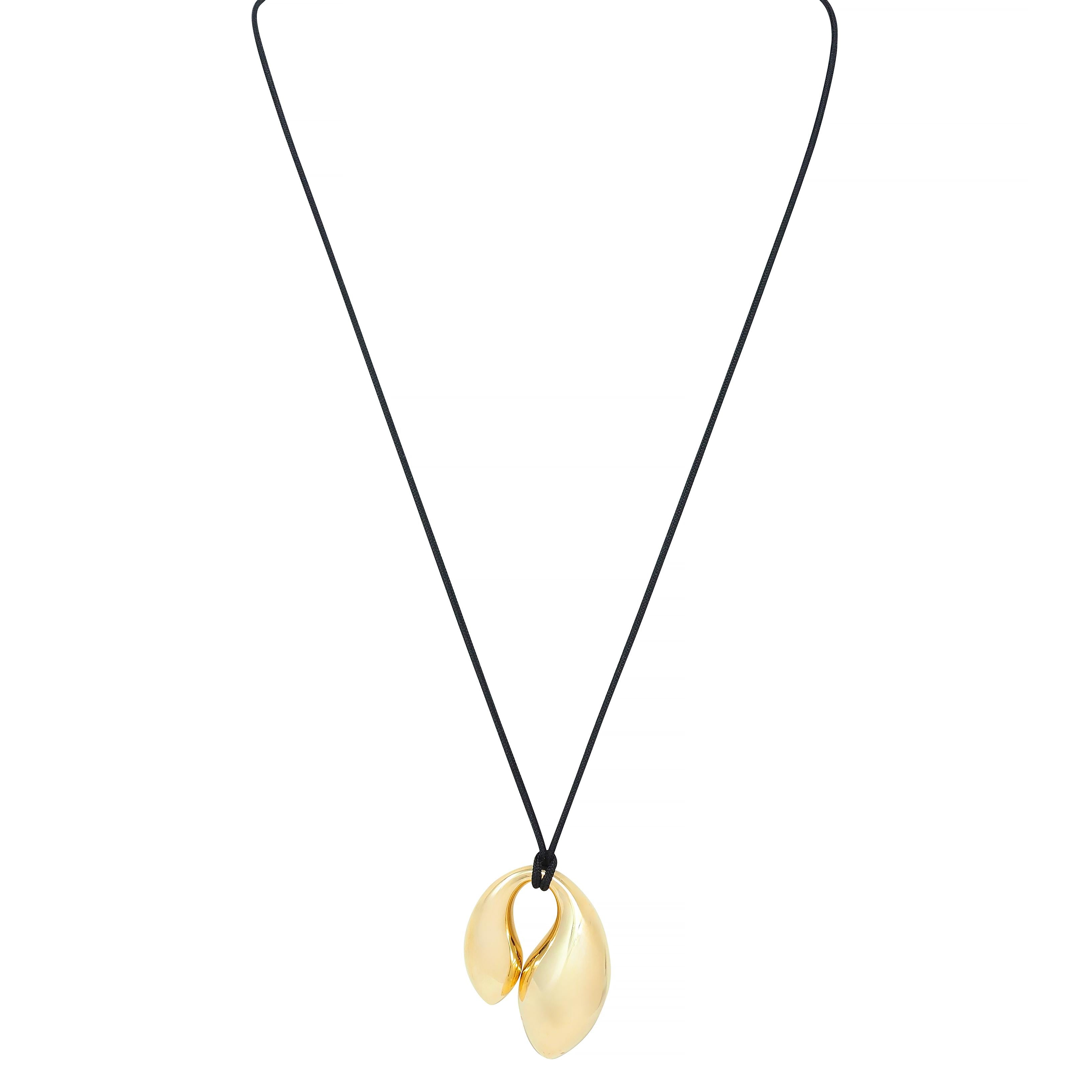 Elsa Peretti Tiffany & Co. 18K Gold Vintage Double Teardrop Pedant Necklace