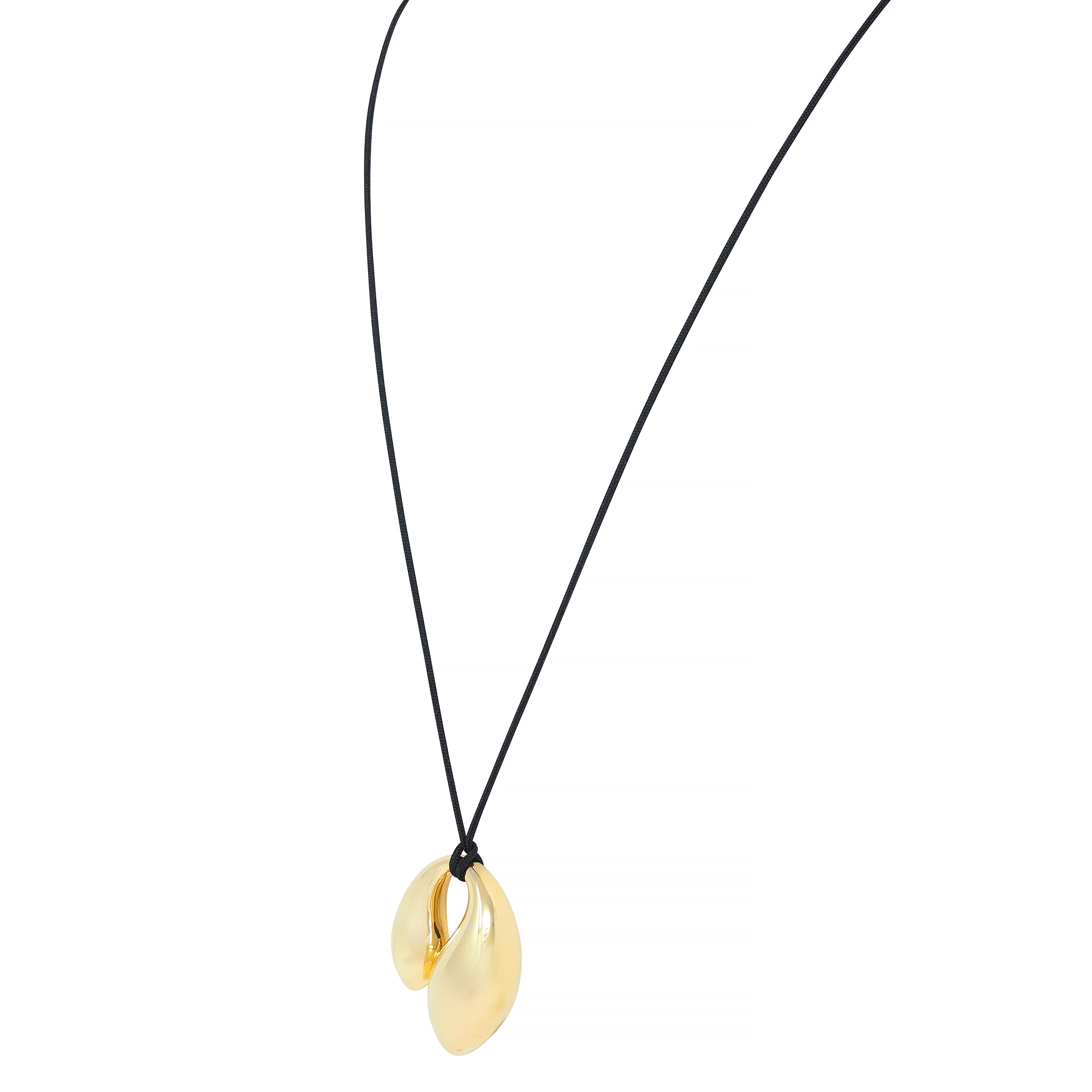 Elsa Peretti Tiffany & Co. 18K Gold Vintage Double Teardrop Pedant Necklace