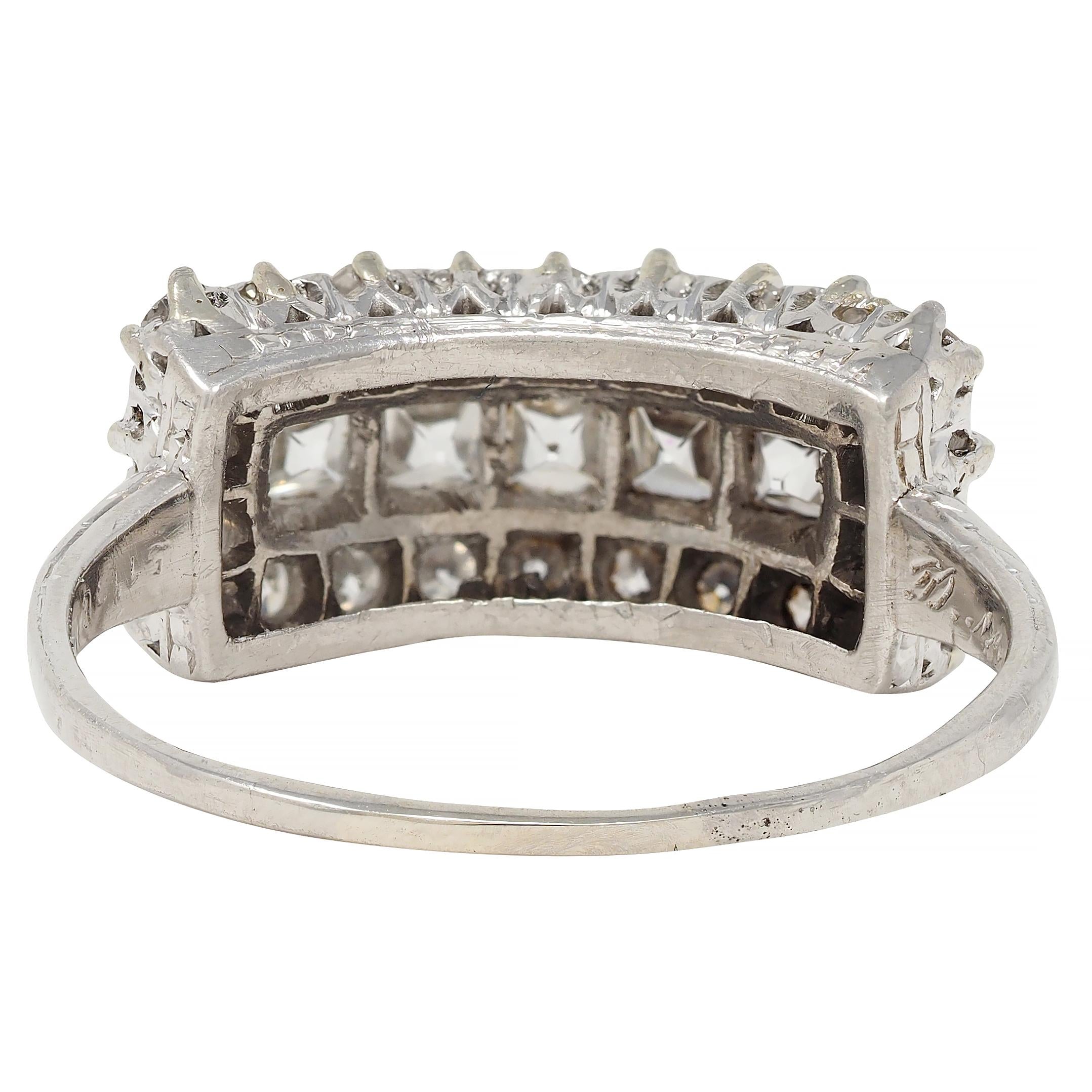 Mid-Century 1.41 CTW French Cut Diamond Platinum Vintage Band Ring