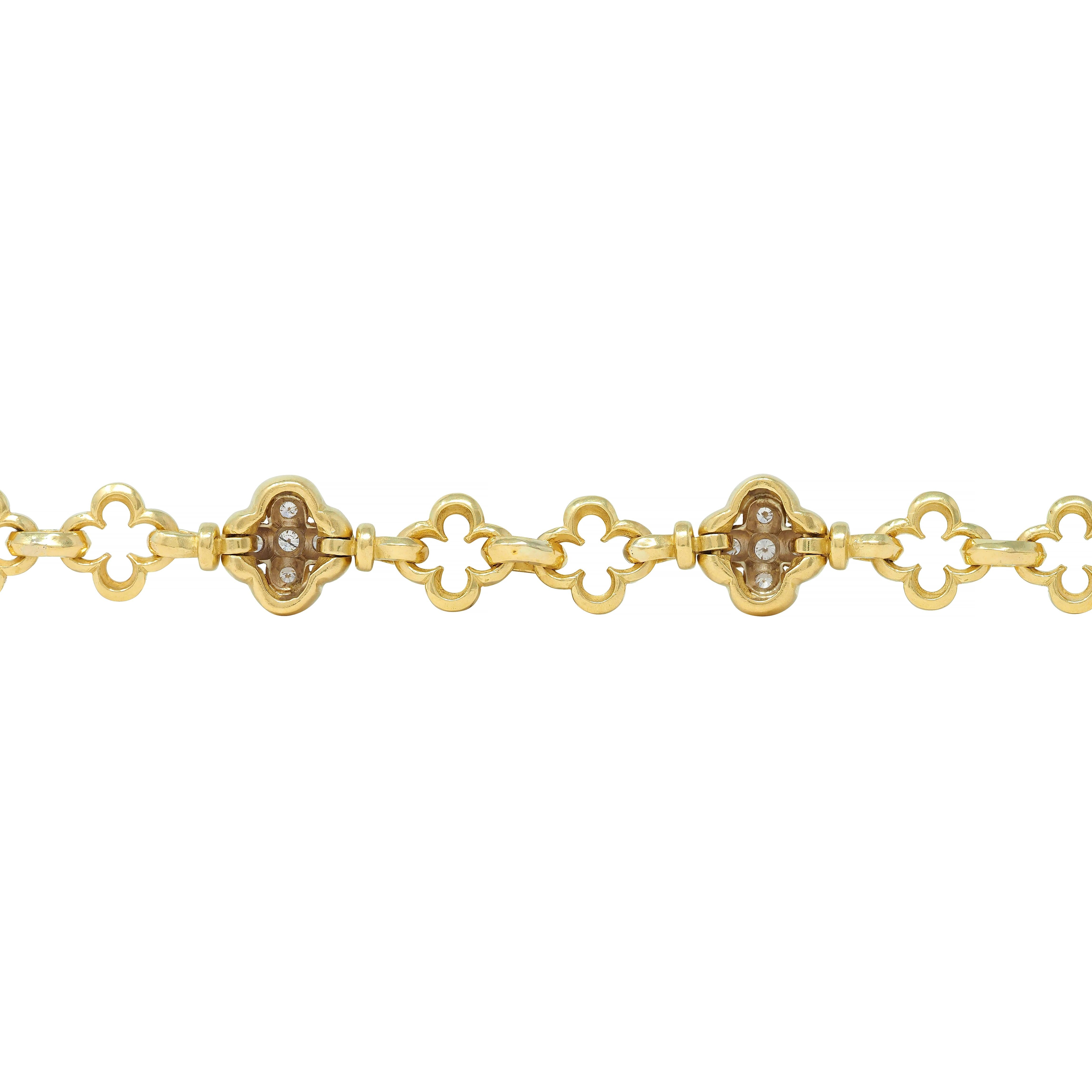 SeidenGang 1.00 CTW Diamond 18 Karat Two-Tone Gold Vintage Clover Bracelet