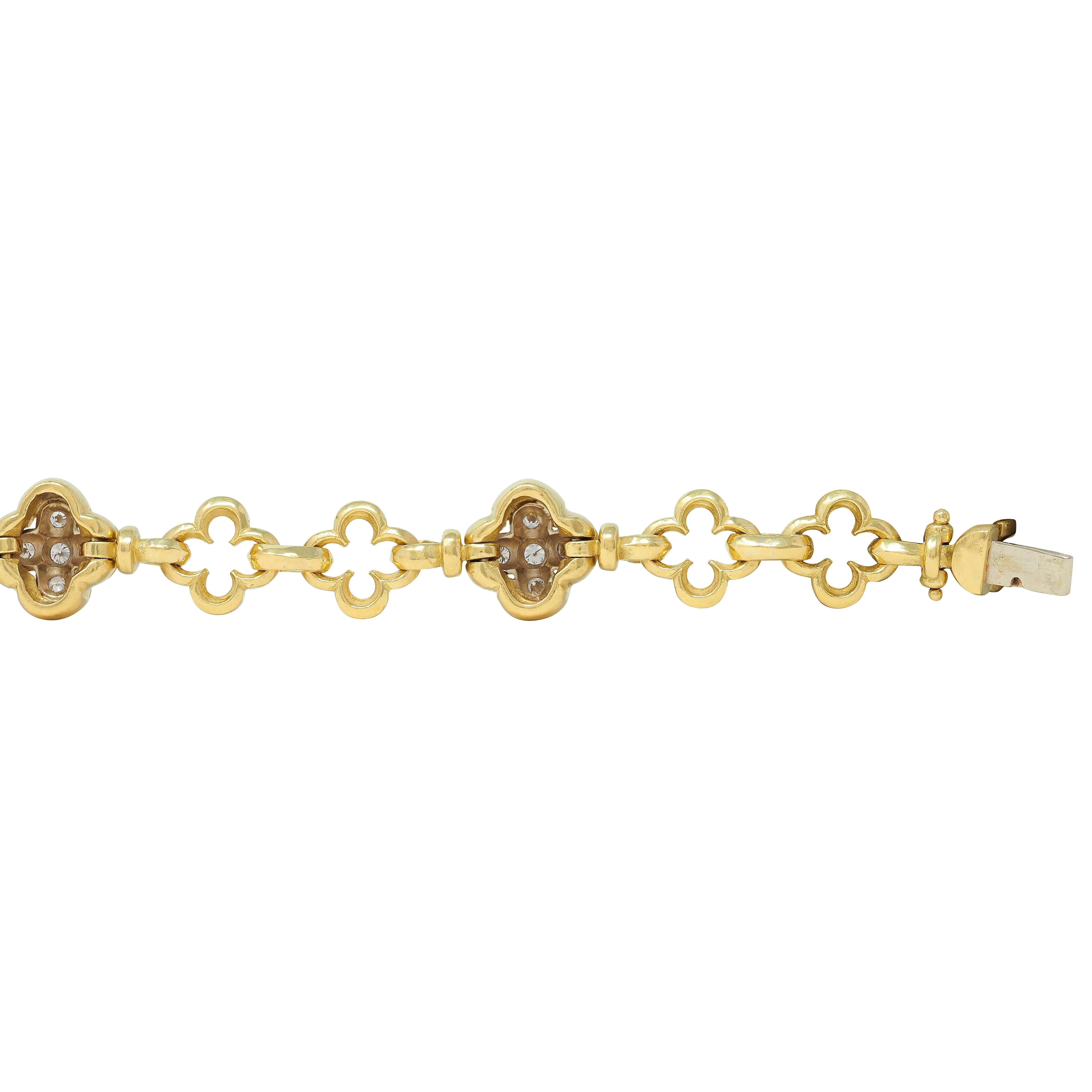 SeidenGang 1.00 CTW Diamond 18 Karat Two-Tone Gold Vintage Clover Bracelet