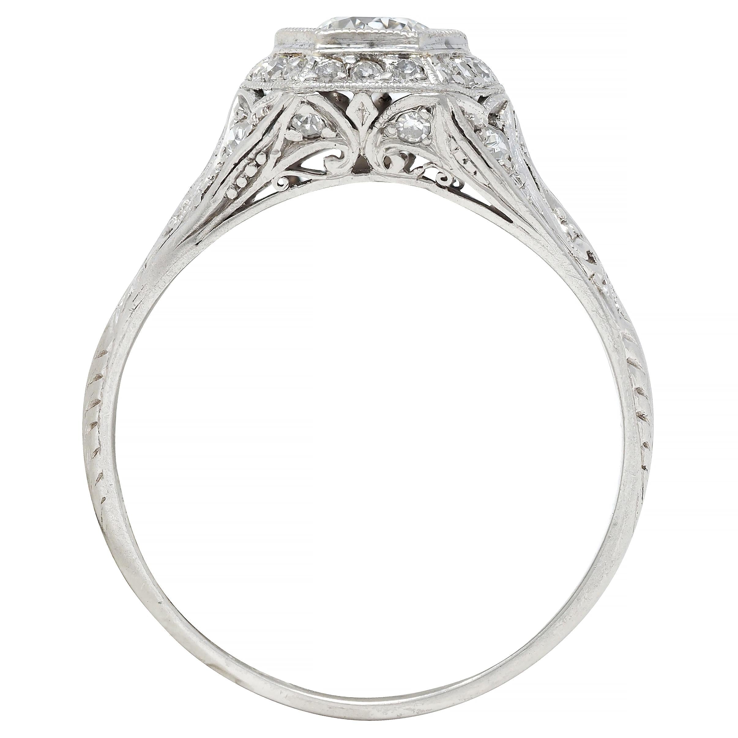 Art Deco 0.80 CTW Diamond Platinum Vintage Butterfly Engagement Ring