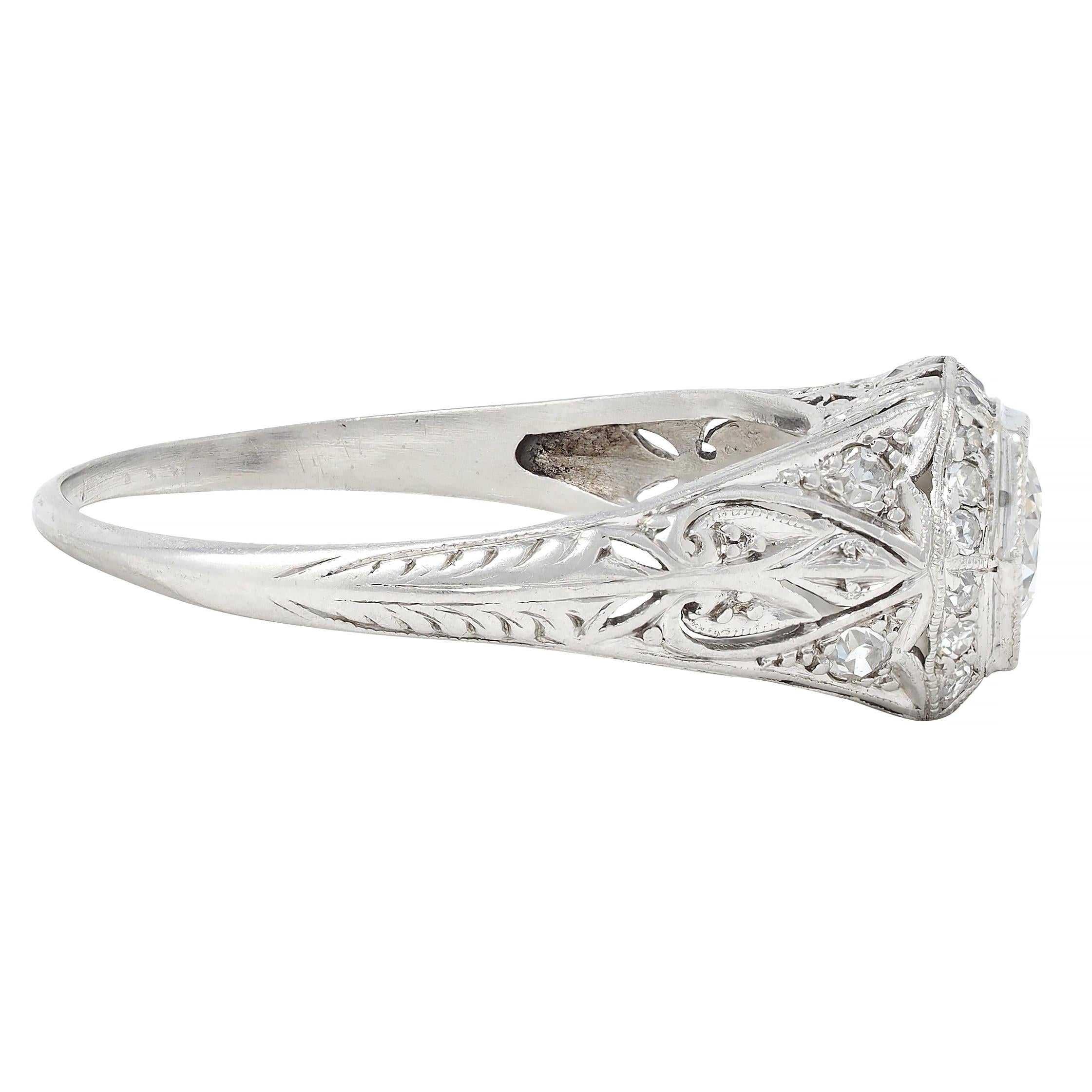 Art Deco 0.80 CTW Diamond Platinum Vintage Butterfly Engagement Ring