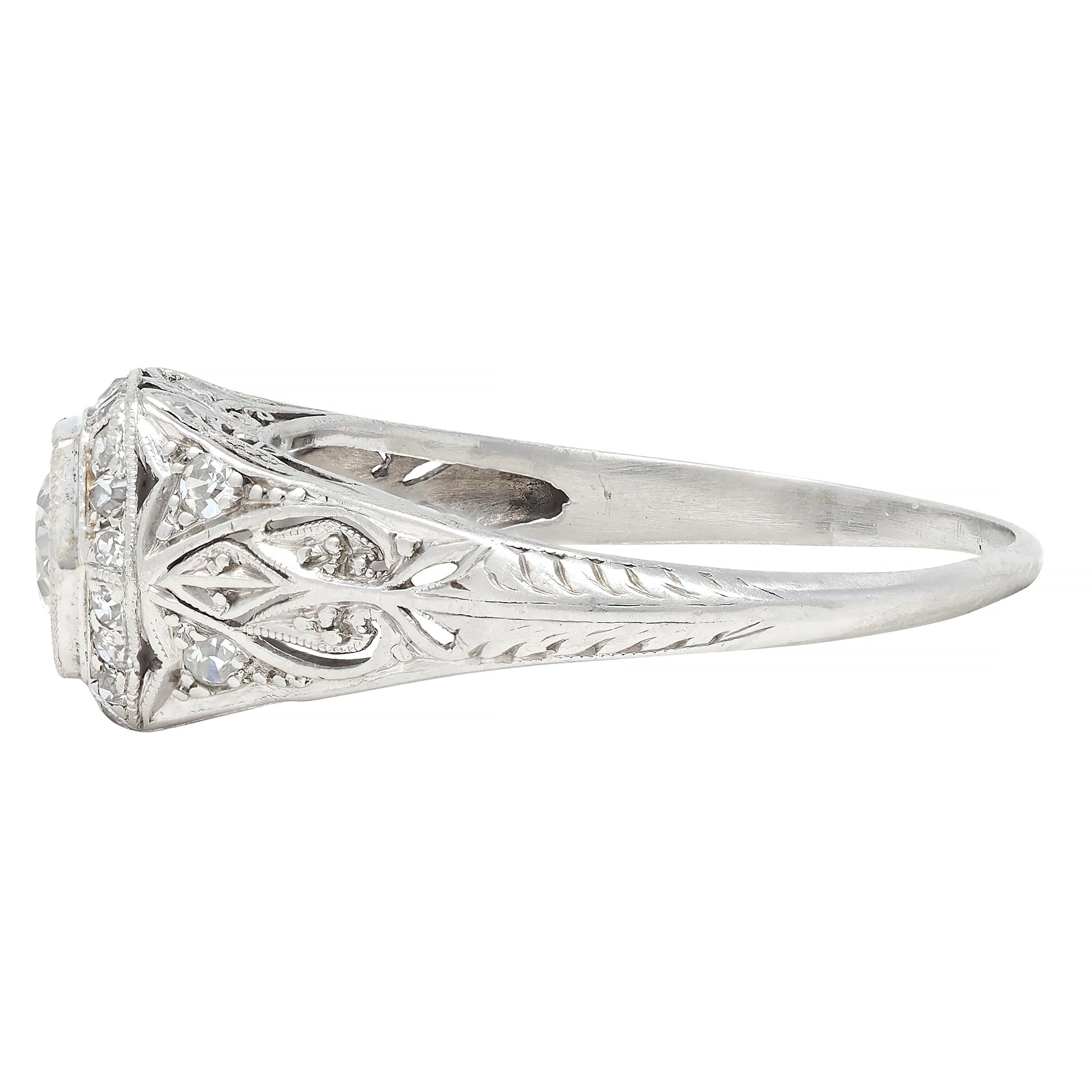 Art Deco 0.80 CTW Diamond Platinum Vintage Butterfly Engagement Ring