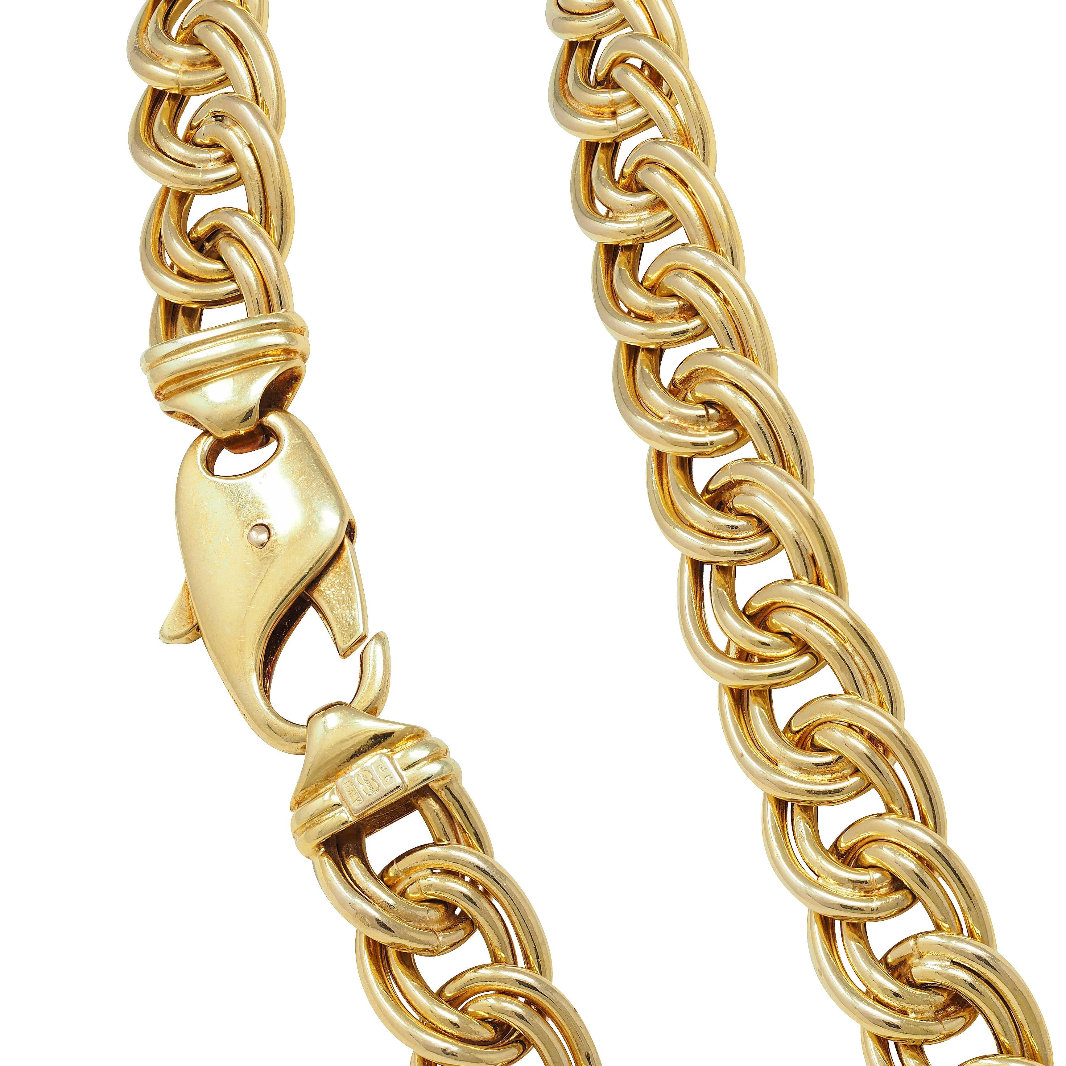 UnoAerre 1980's 18 Karat Yellow Gold Vintage Double Curb Link Chain Necklace