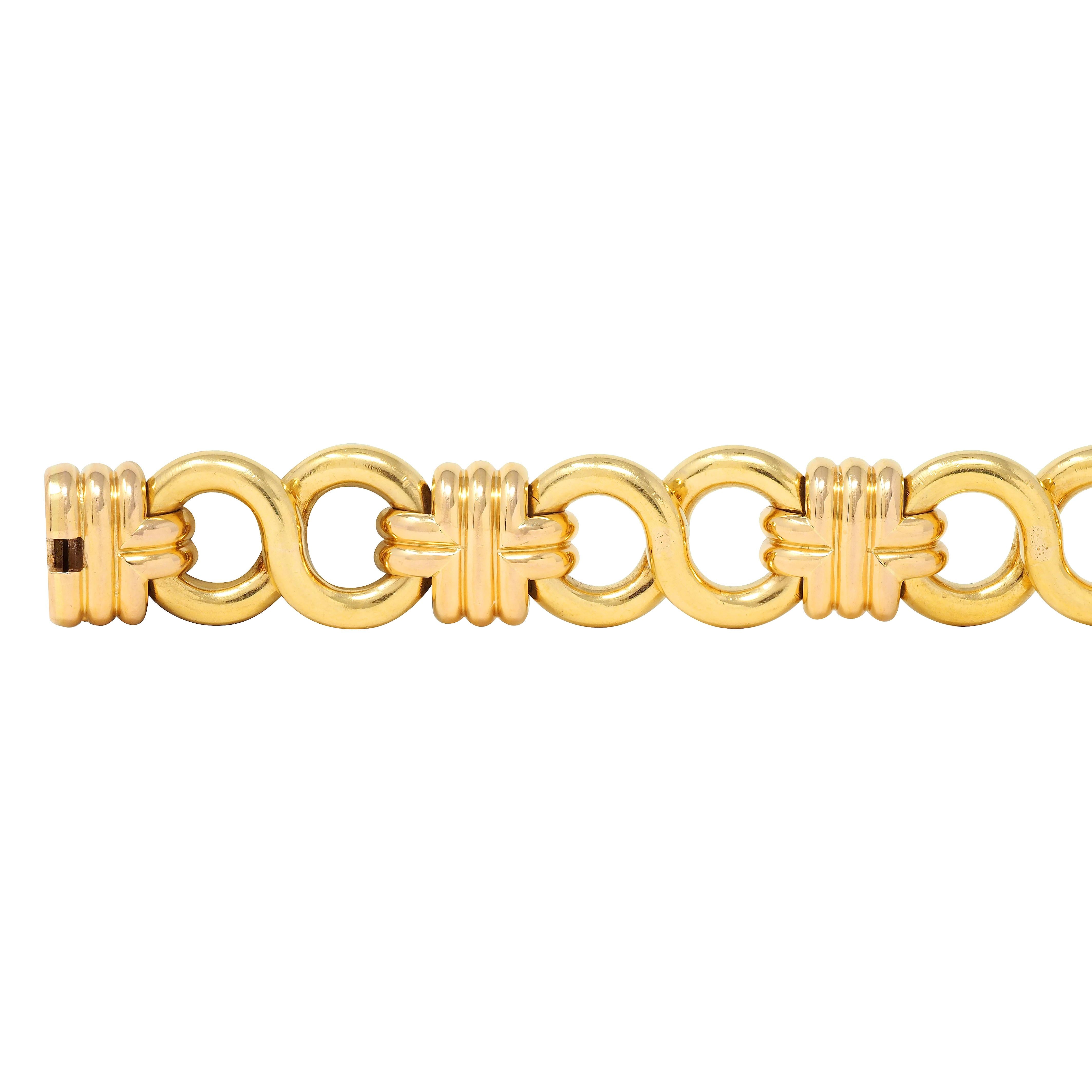 Black Starr & Frost 1980 18K Two-Tone Gold Vintage Infinity Link Chain Bracelet