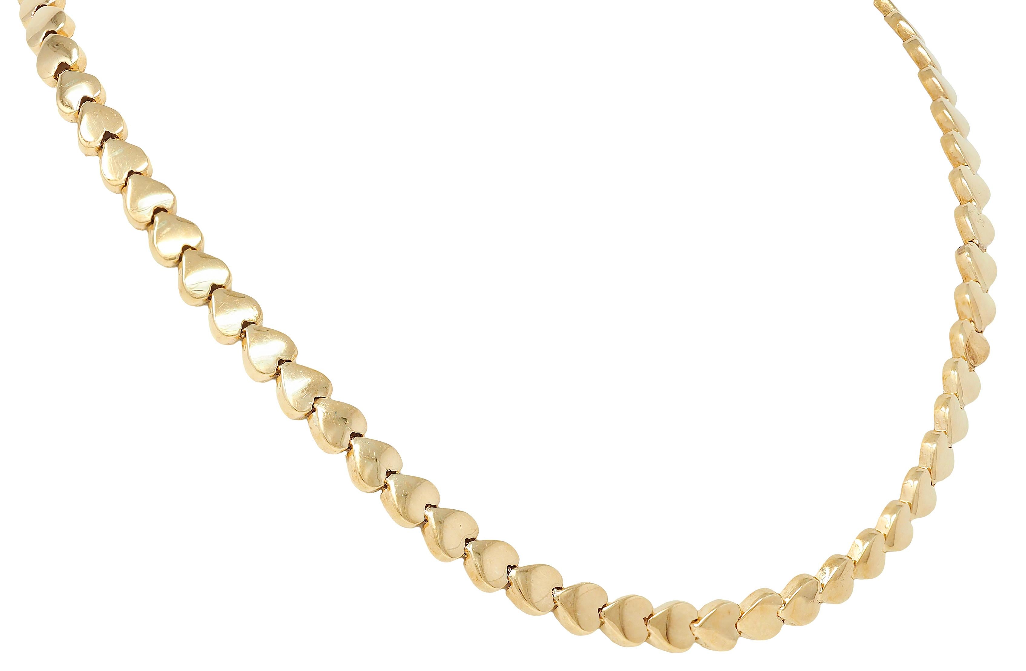 2000's 14 Karat Yellow Gold Heart Link Chain Necklace