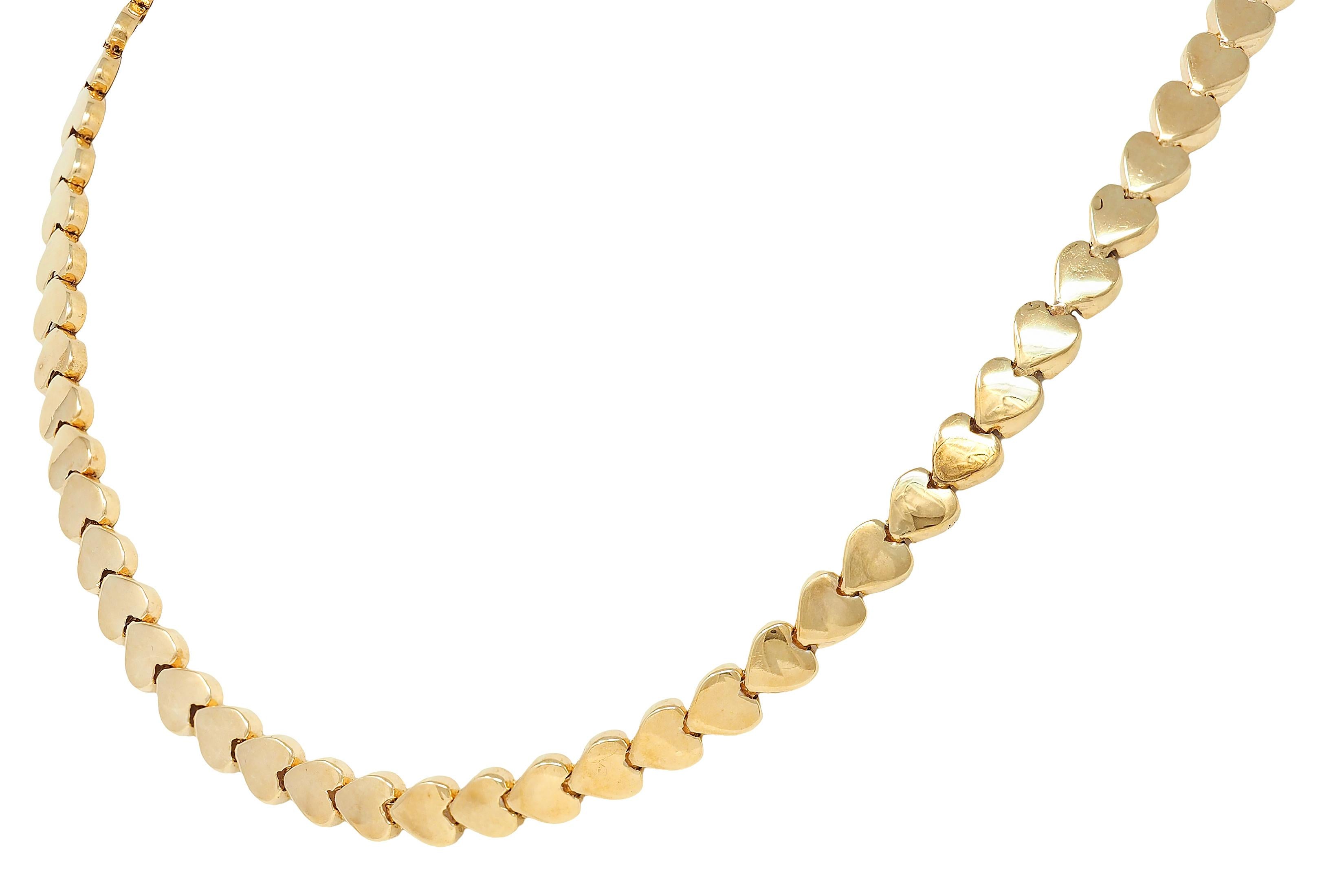 2000's 14 Karat Yellow Gold Heart Link Chain Necklace