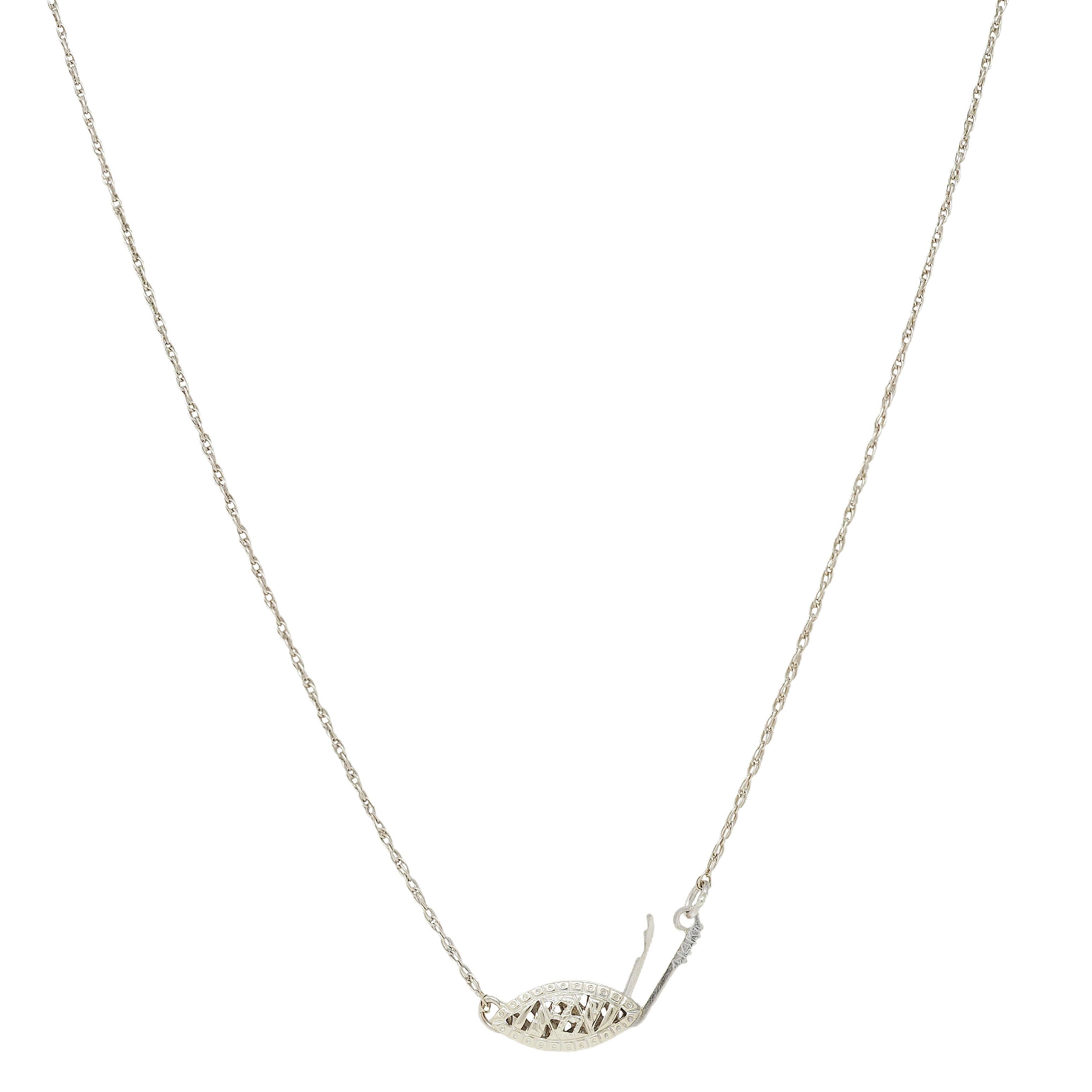 1950's 1.14 CTW Heart Cut Diamond 14K Gold Vintage Pendant Drop Necklace GIA