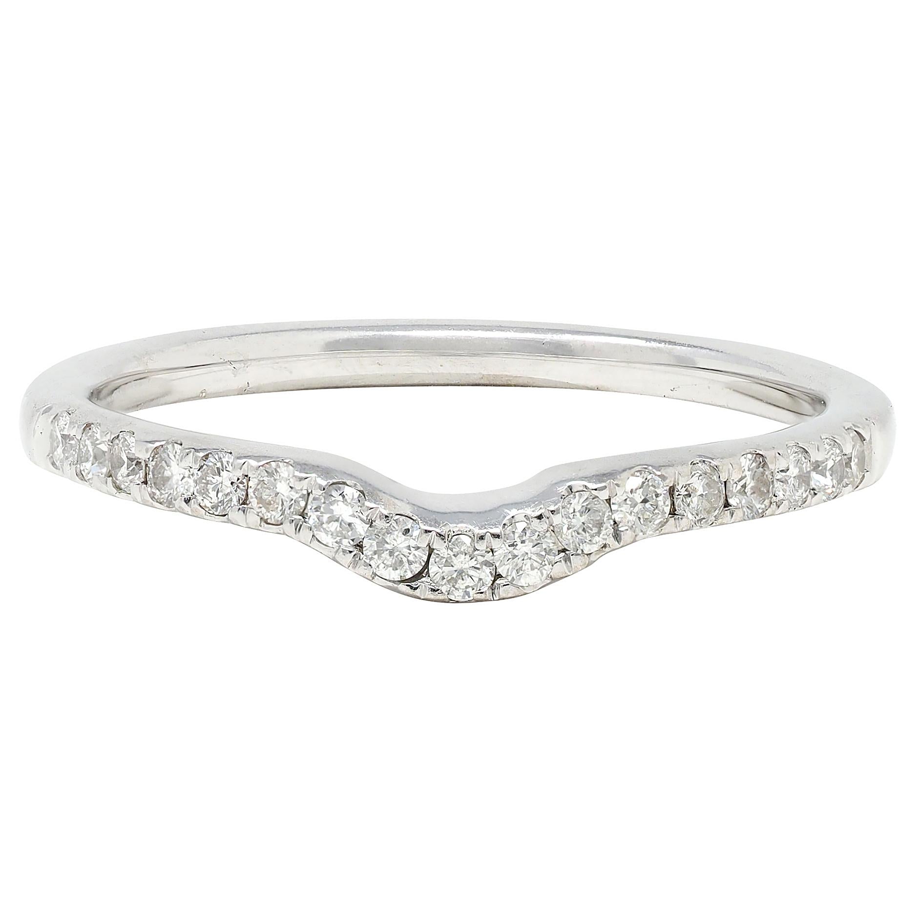 Contemporary Diamond 14 Karat White Gold Contour Wedding Band Ring