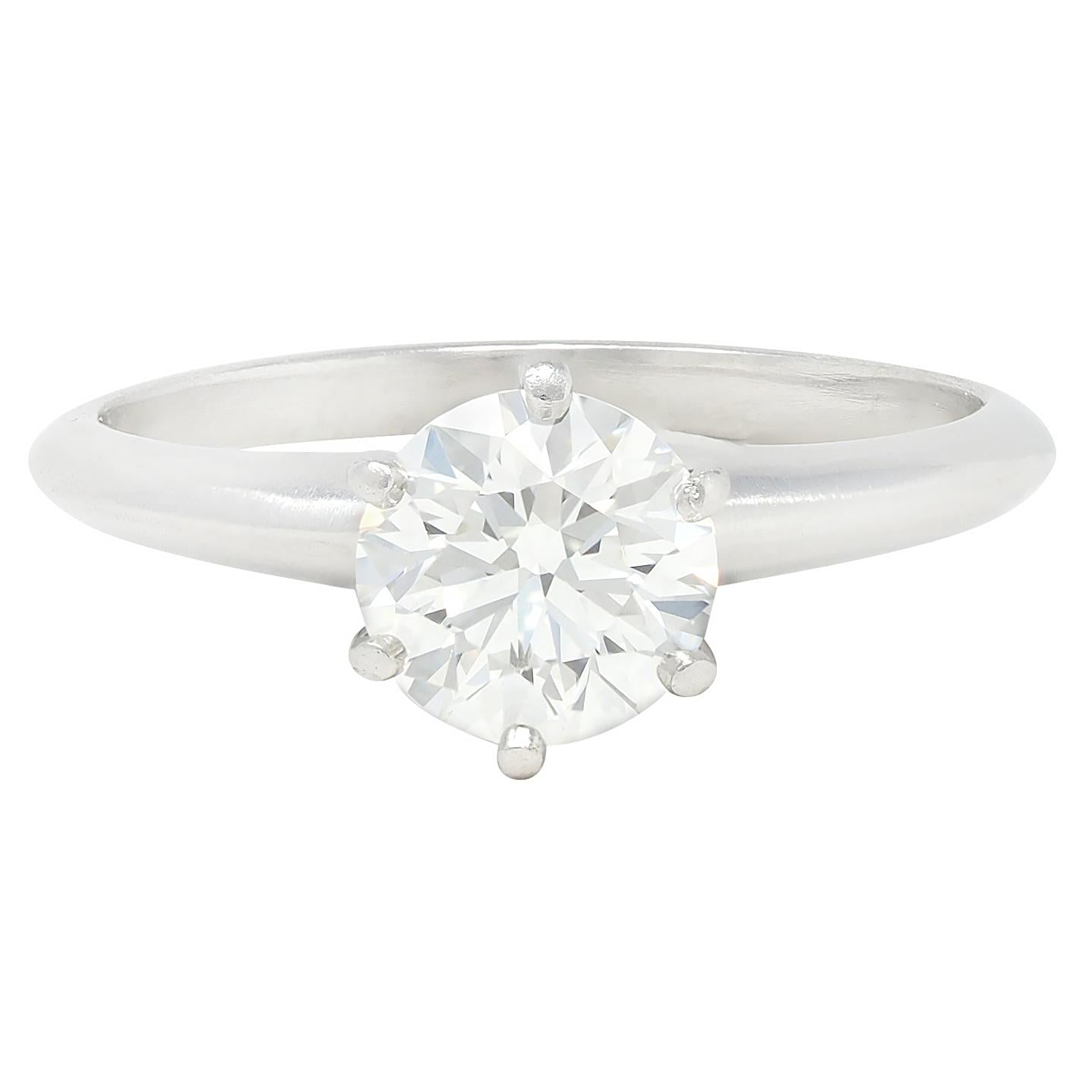 Tiffany & Co. 1.11 Carat Round Diamond Platinum Solitaire Engagement Ring GIA