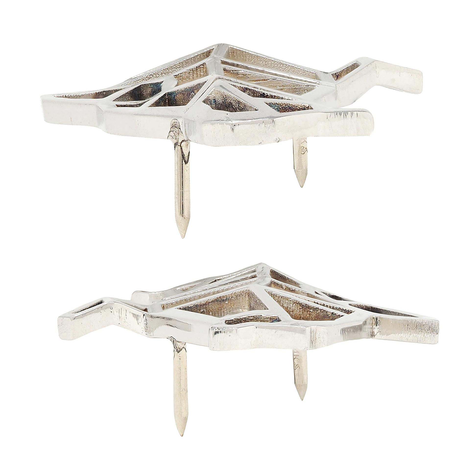 BRASH Platinum Faceted Geometric GEO Penguin Unisex Brooch Pin