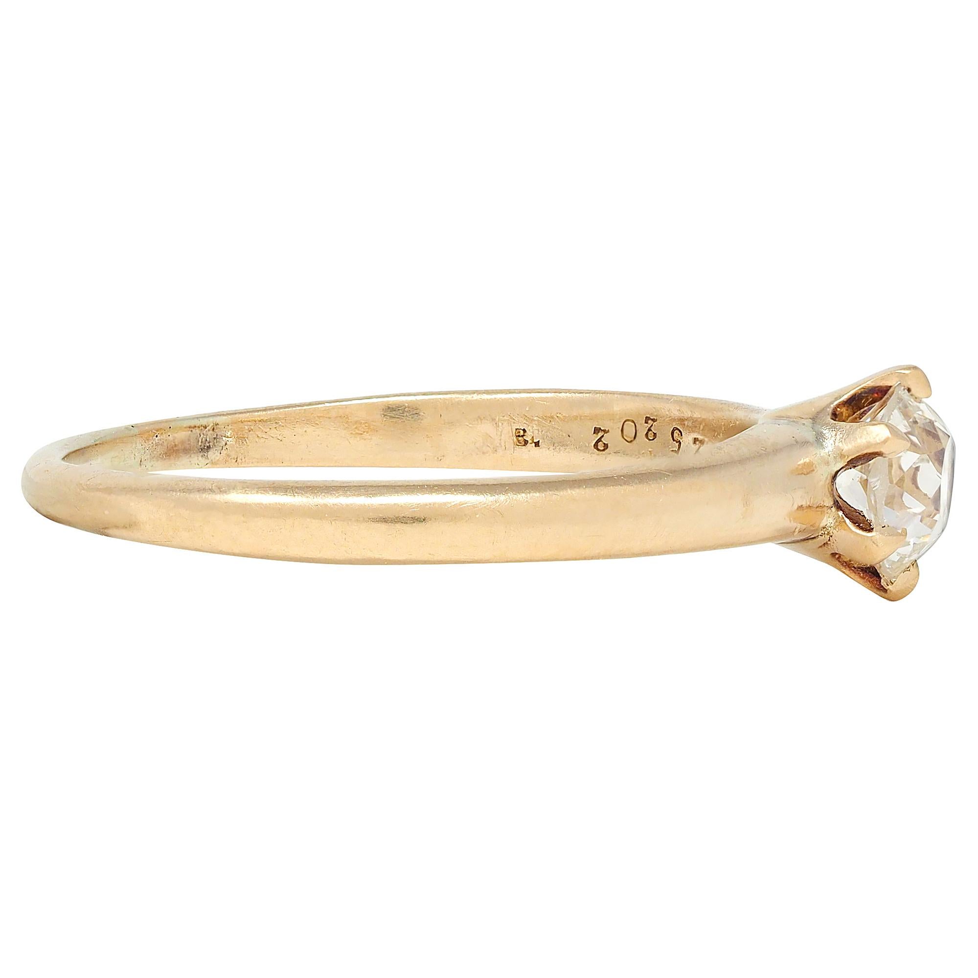 Victorian 0.45 CTW Old Mine Cut 14K Gold Antique Solitaire Engagement Ring