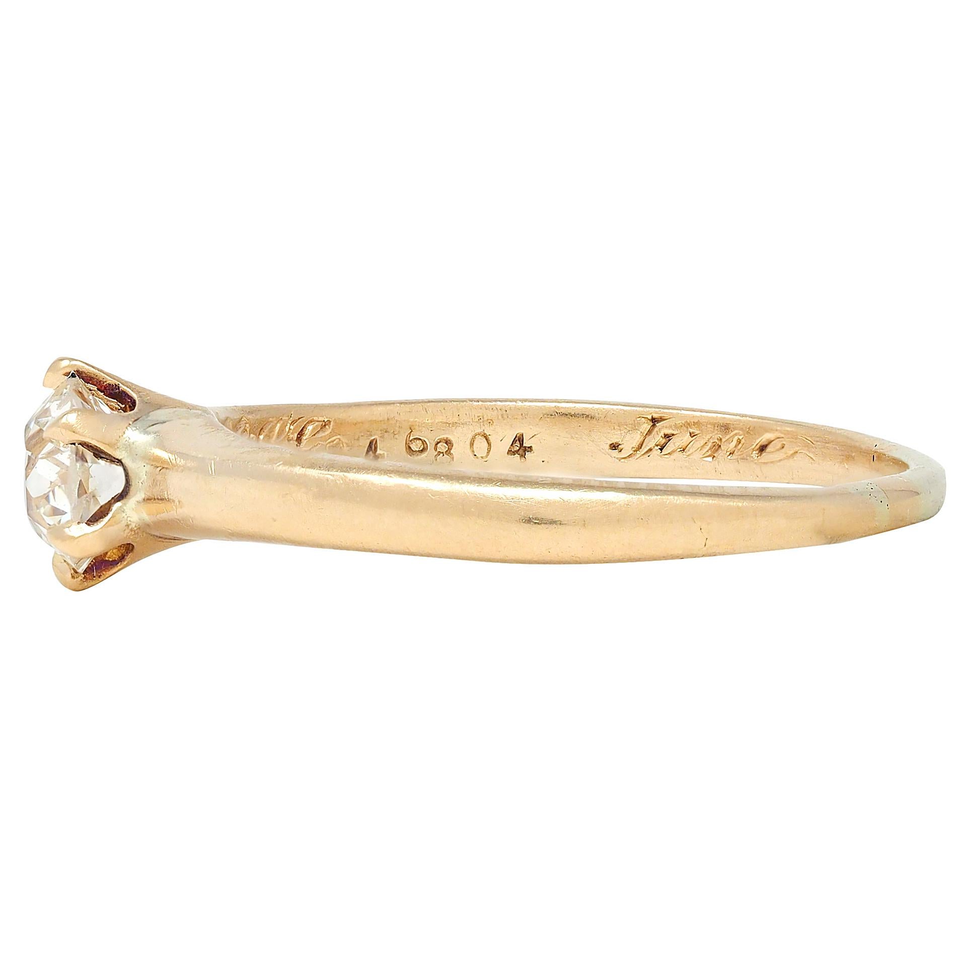 Victorian 0.45 CTW Old Mine Cut 14K Gold Antique Solitaire Engagement Ring