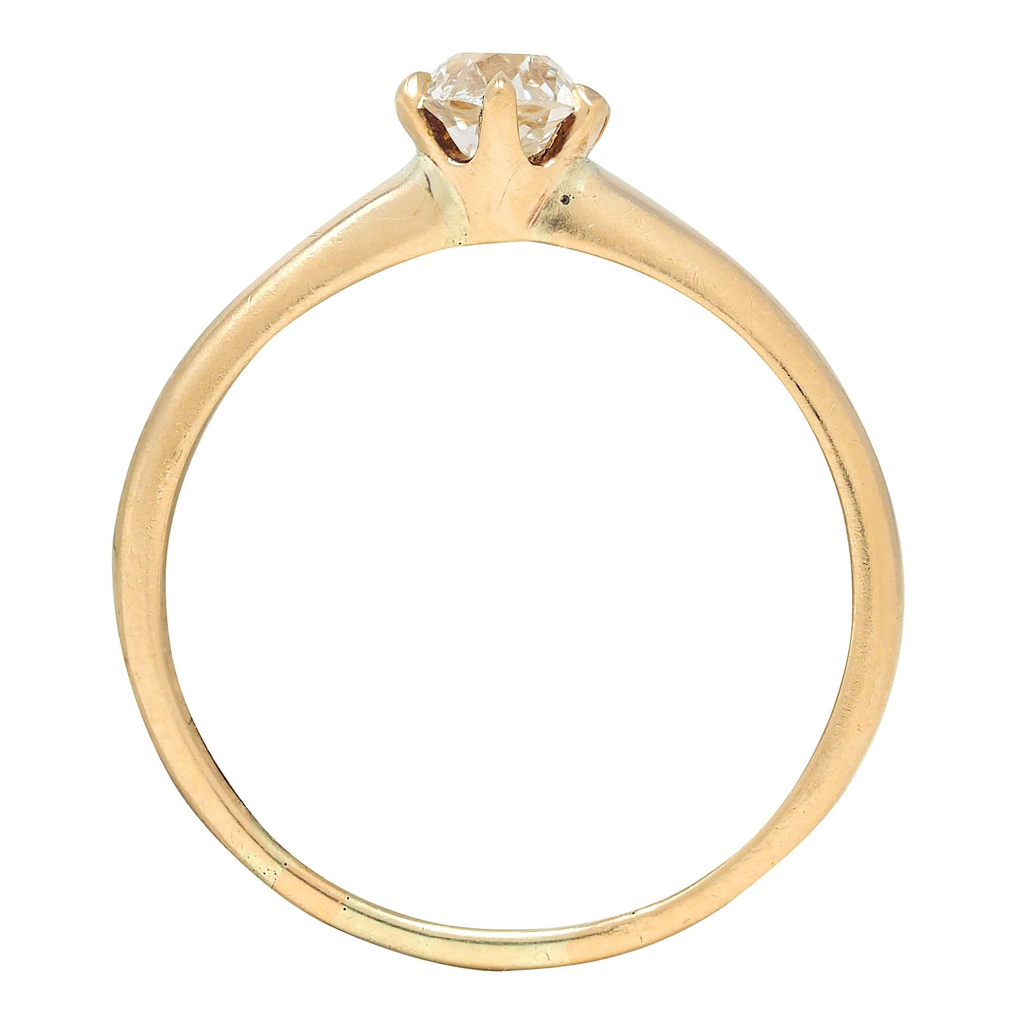 Victorian 0.45 CTW Old Mine Cut 14K Gold Antique Solitaire Engagement Ring