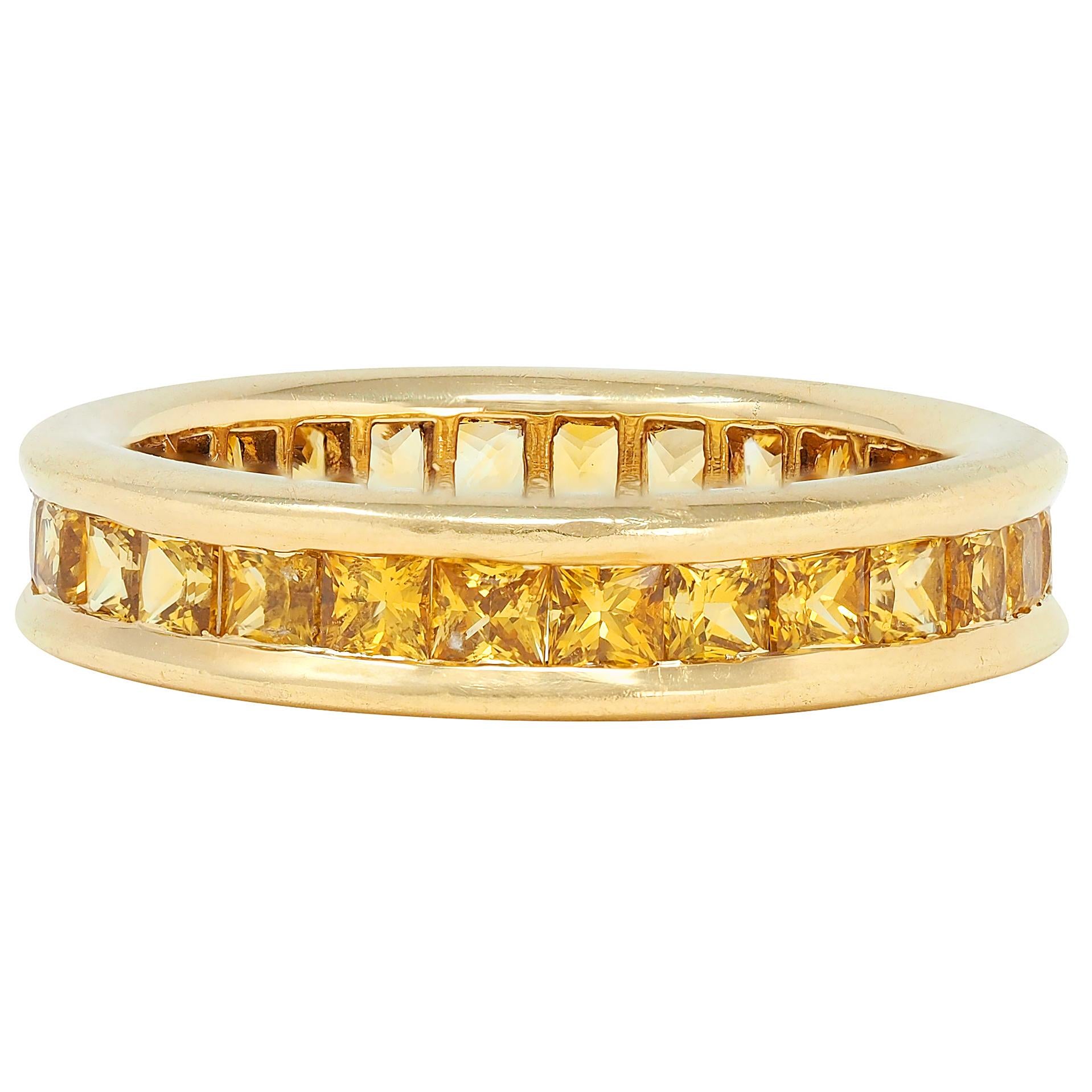 Bulgari 1980's Yellow Sapphire 18K Yellow Gold Vintage Eternity Band Ring