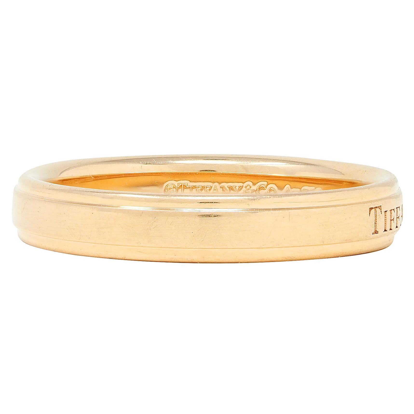 Tiffany & Co. 1990's 18 Karat Yellow Gold Vintage Logo Wedding Band Ring