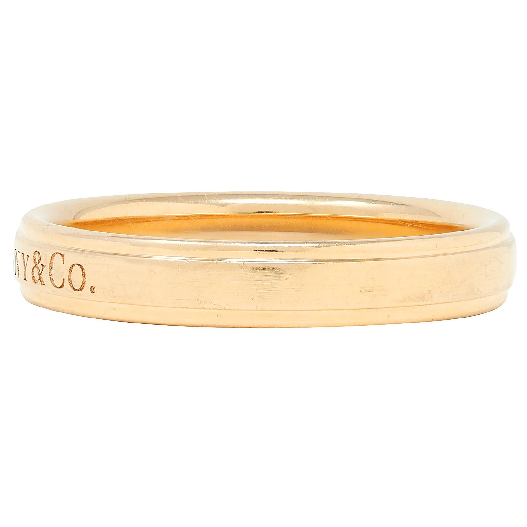 Tiffany & Co. 1990's 18 Karat Yellow Gold Vintage Logo Wedding Band Ring