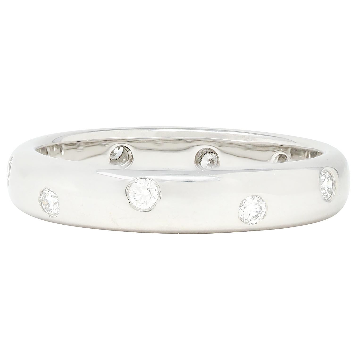Tiffany & Co. 2000's Diamond Platinum Etoile Band Ring