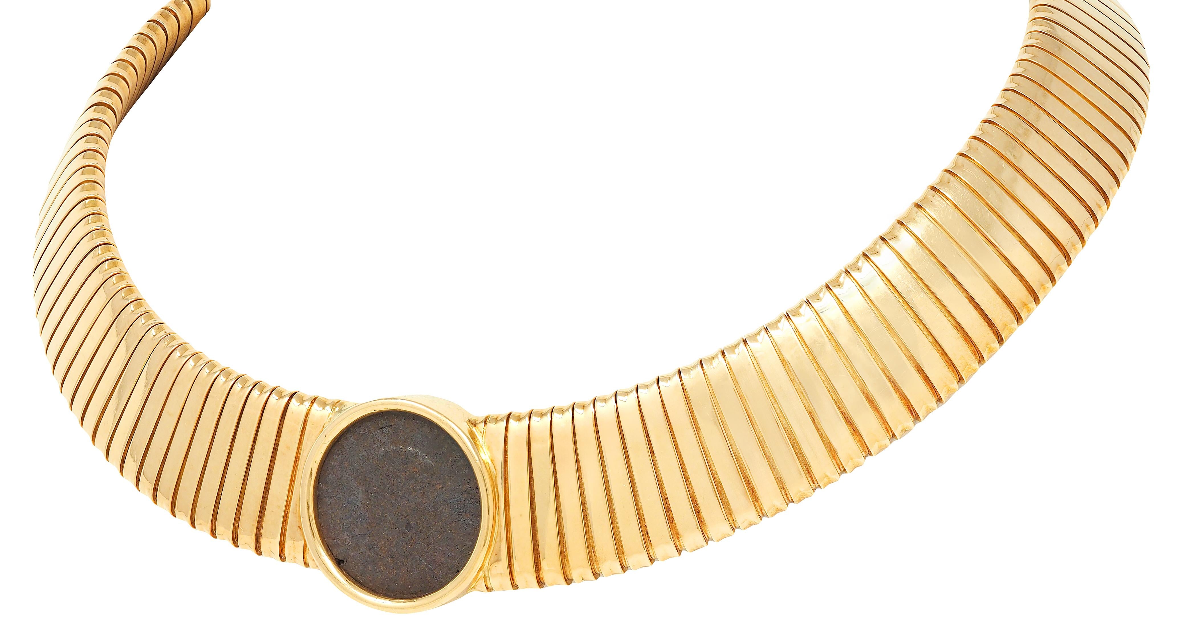 Carlo Weingrill 1980's 18K Gold Vintage Ancient Roman Coin Tubogas Necklace