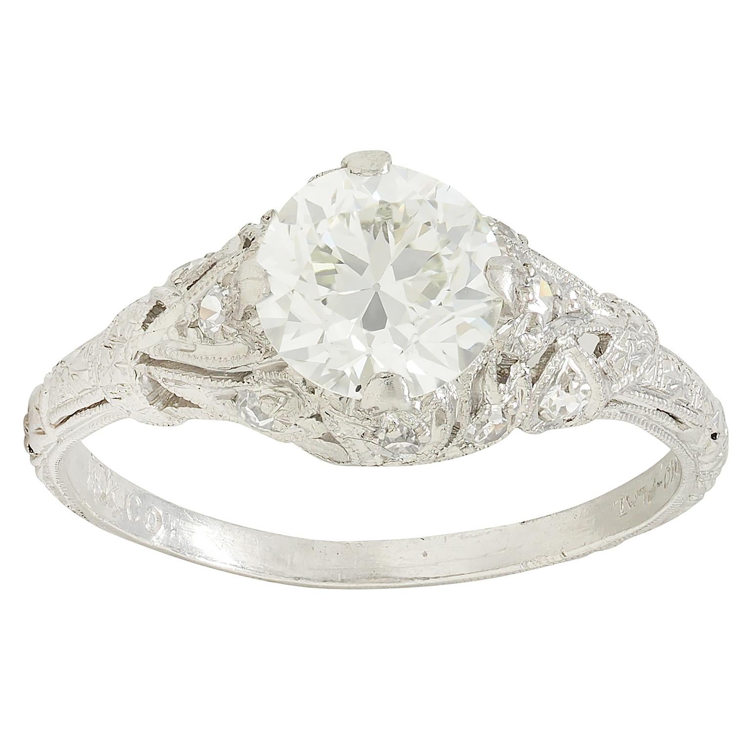 Edwardian European Diamond Platinum Antique Lily-of-the-Valley Engagement Ring