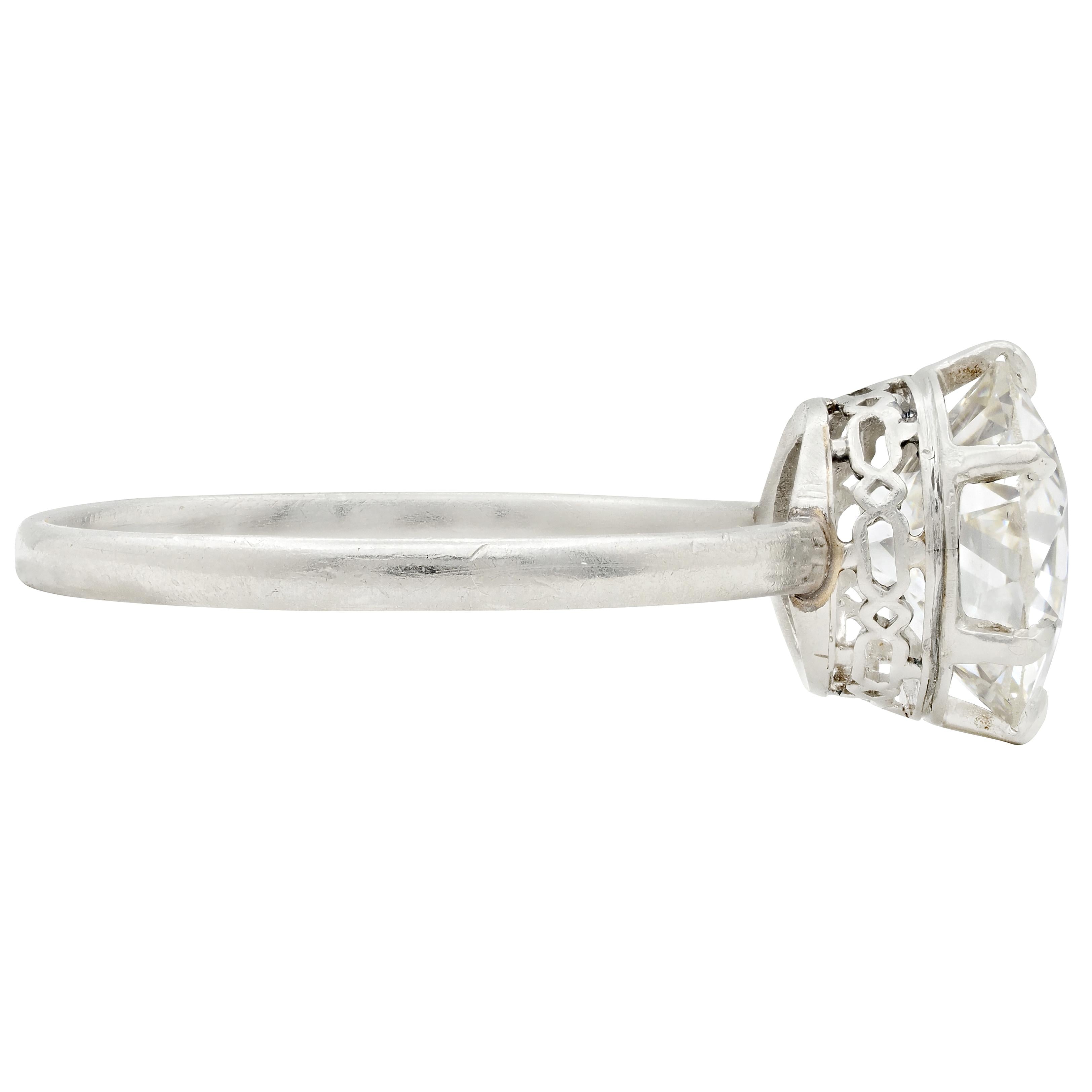 Art Deco 2.29 CTW Diamond Platinum Vintage Solitaire Engagement Ring GIA