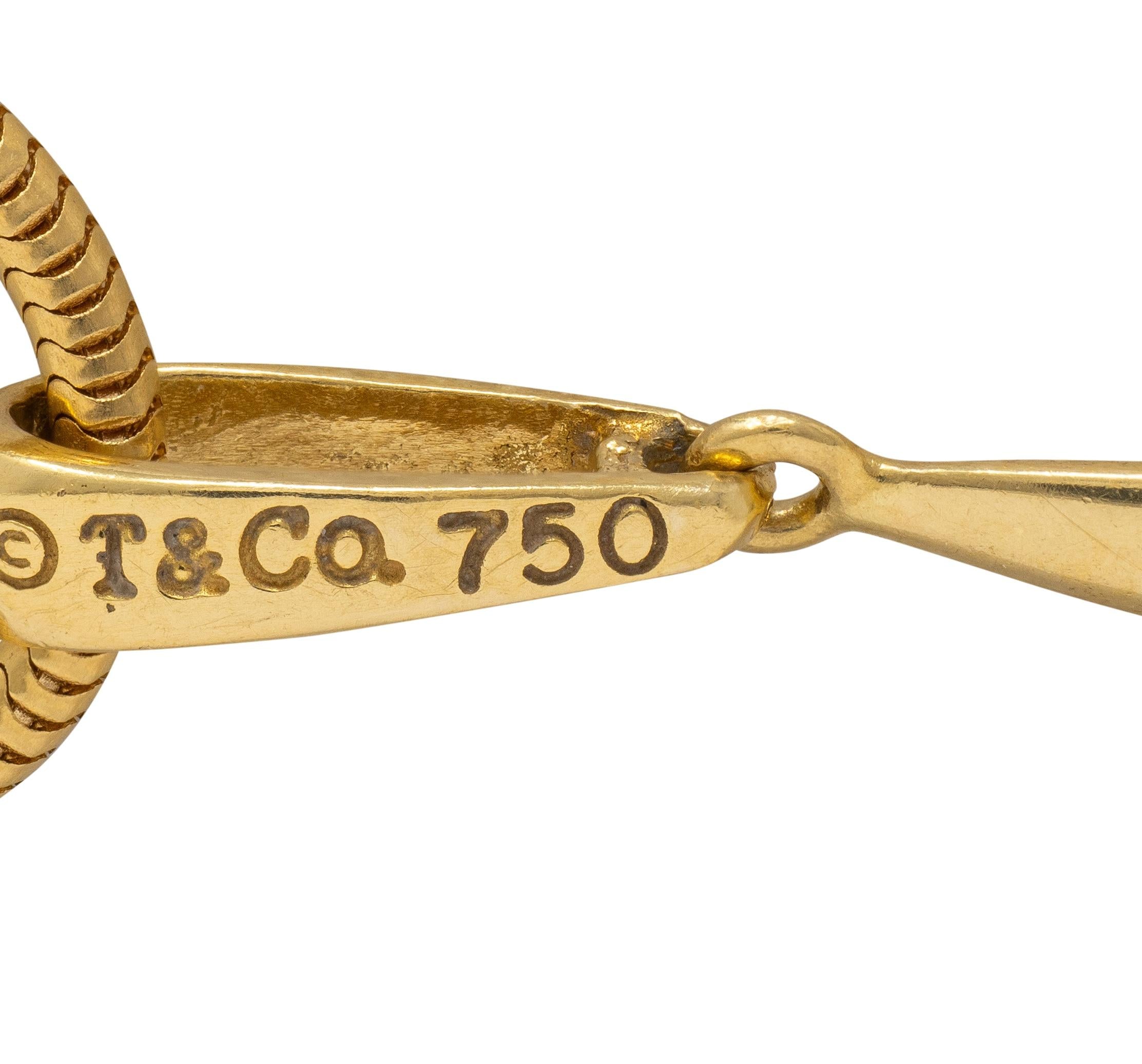 Tiffany & Co. 1990's 18K Yellow Gold Vintage Minimalist Feather Pendant Necklace