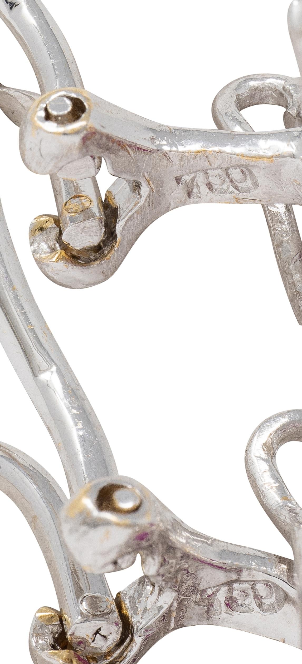 Contemporary 14.19 CTW Ruby Diamond Platinum 18 Karat White Gold Floral Earrings