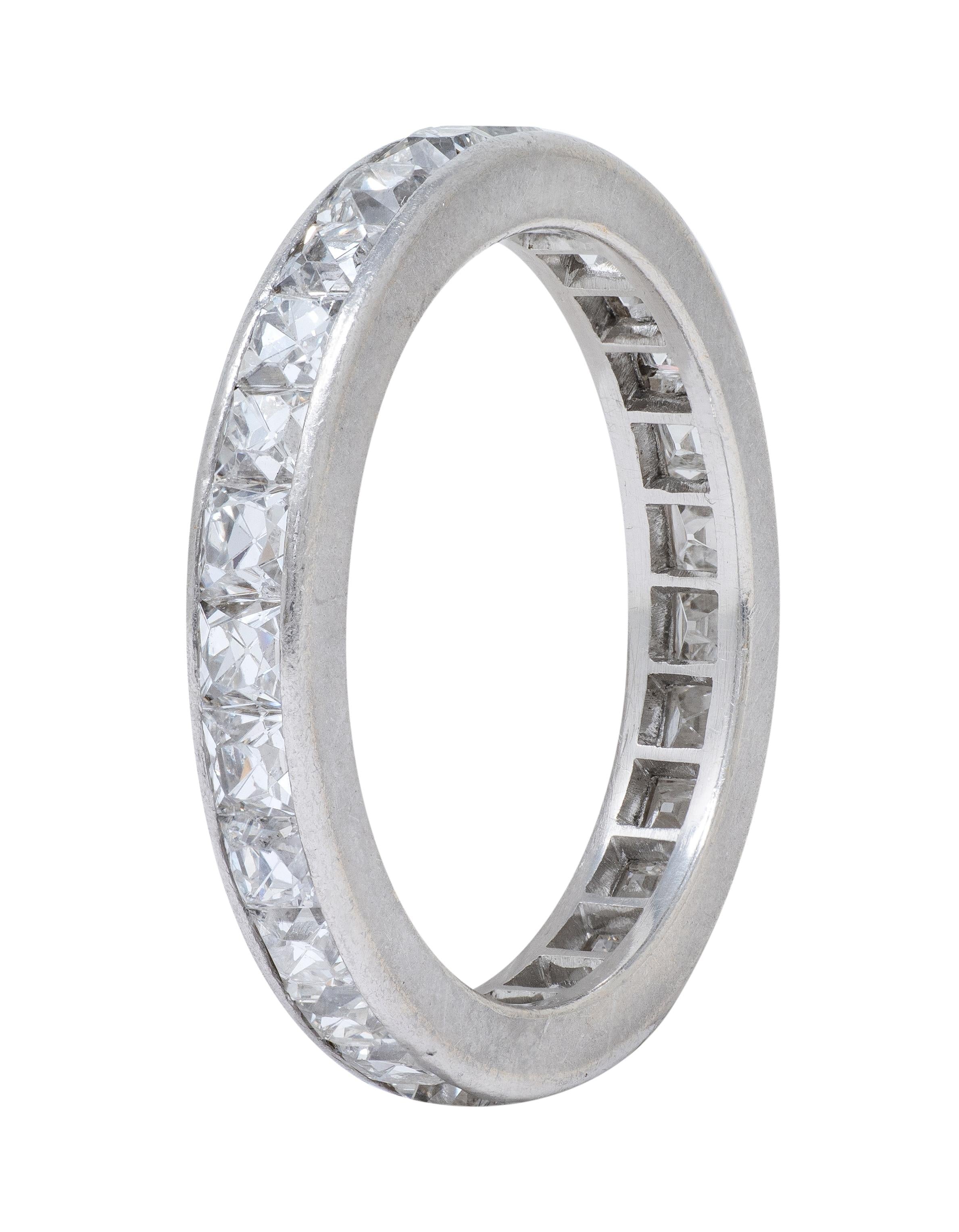Cartier Art Deco 2.80 CTW French Cut Diamond Platinum Vintage Eternity Band Ring