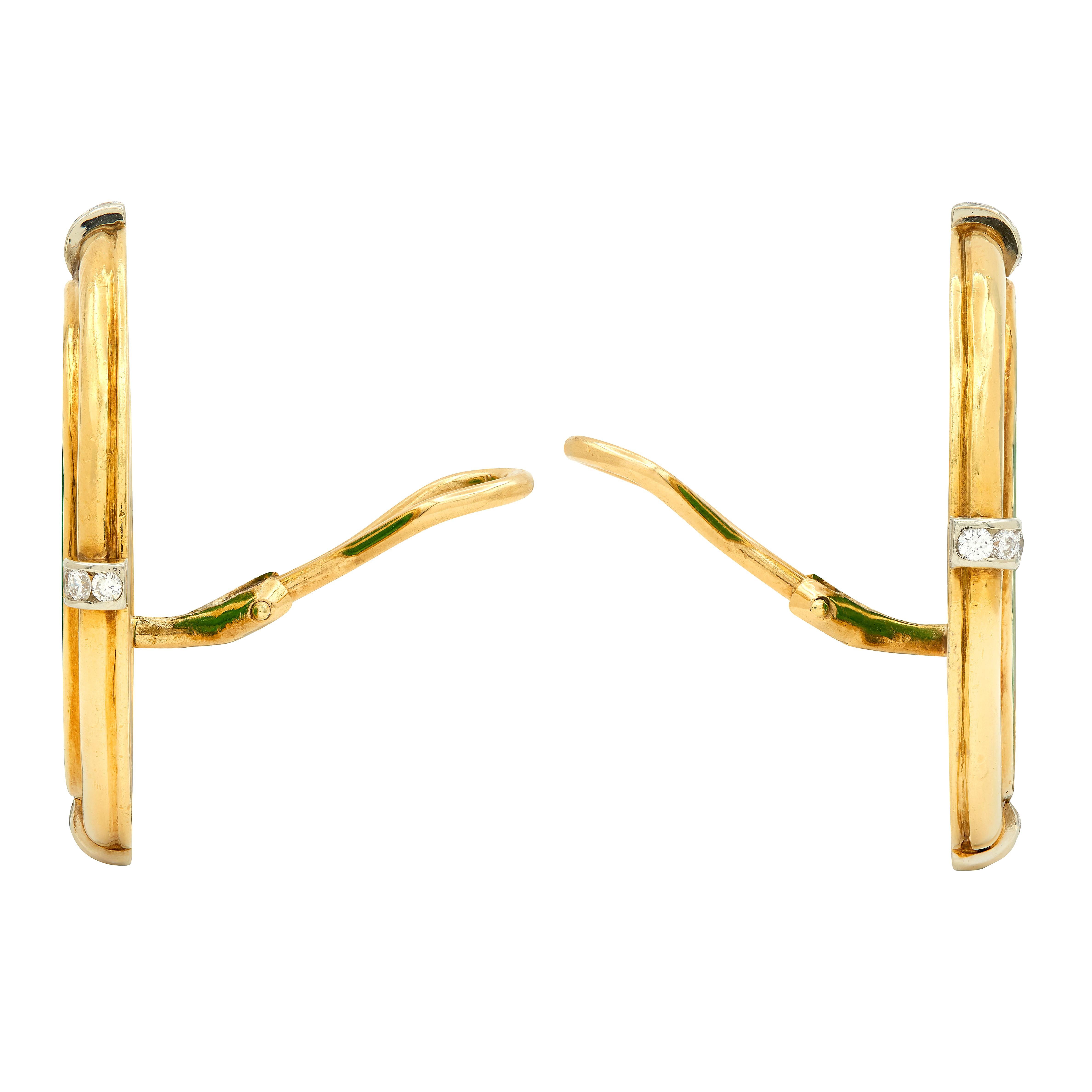 1960's Jade Diamond 18 Karat Two-Tone Gold Star Ear-Clip Earrings