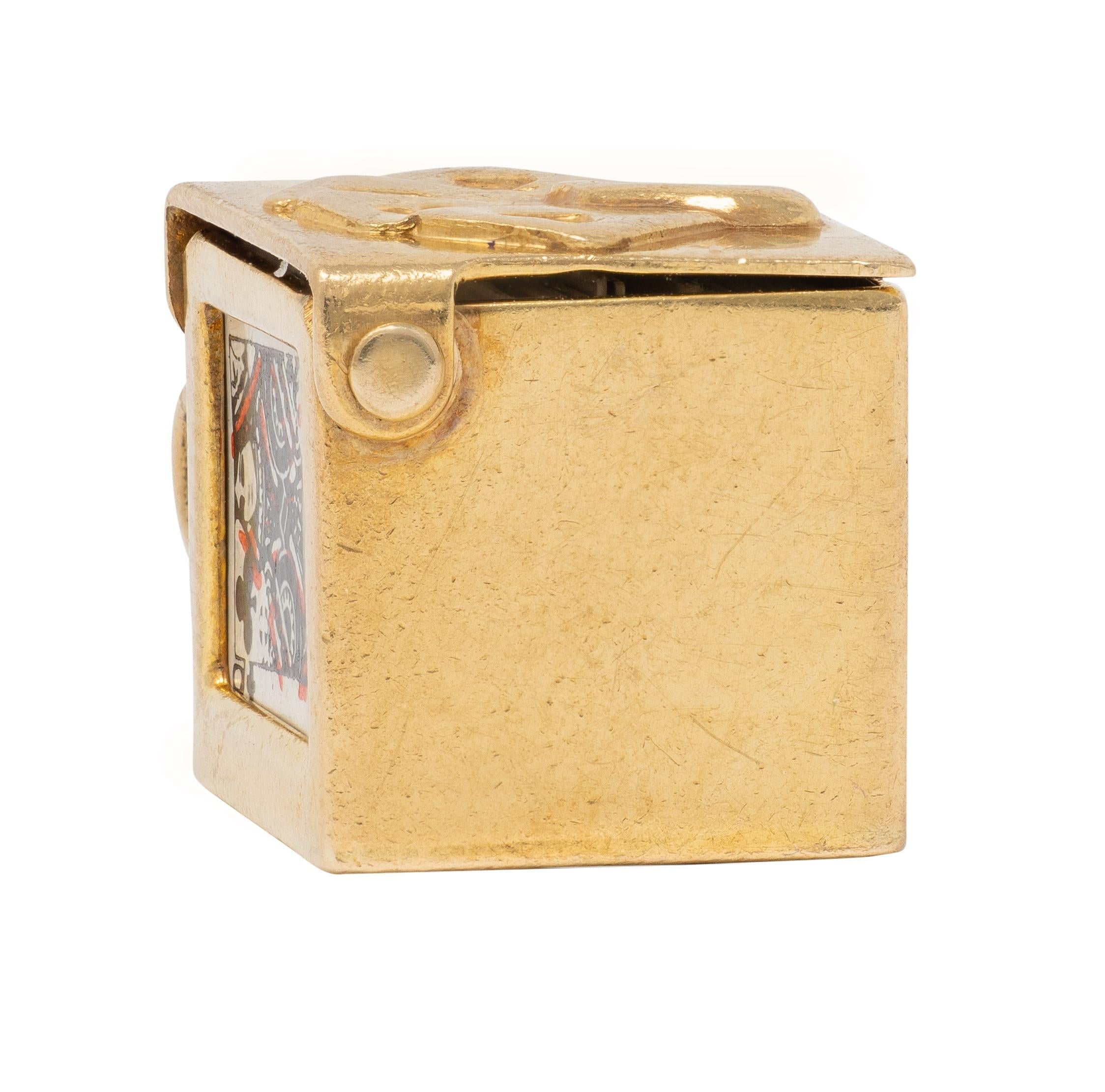 1940's Retro 14 Karat Yellow Gold Vintage Deck Playing Cards Pendant Charm