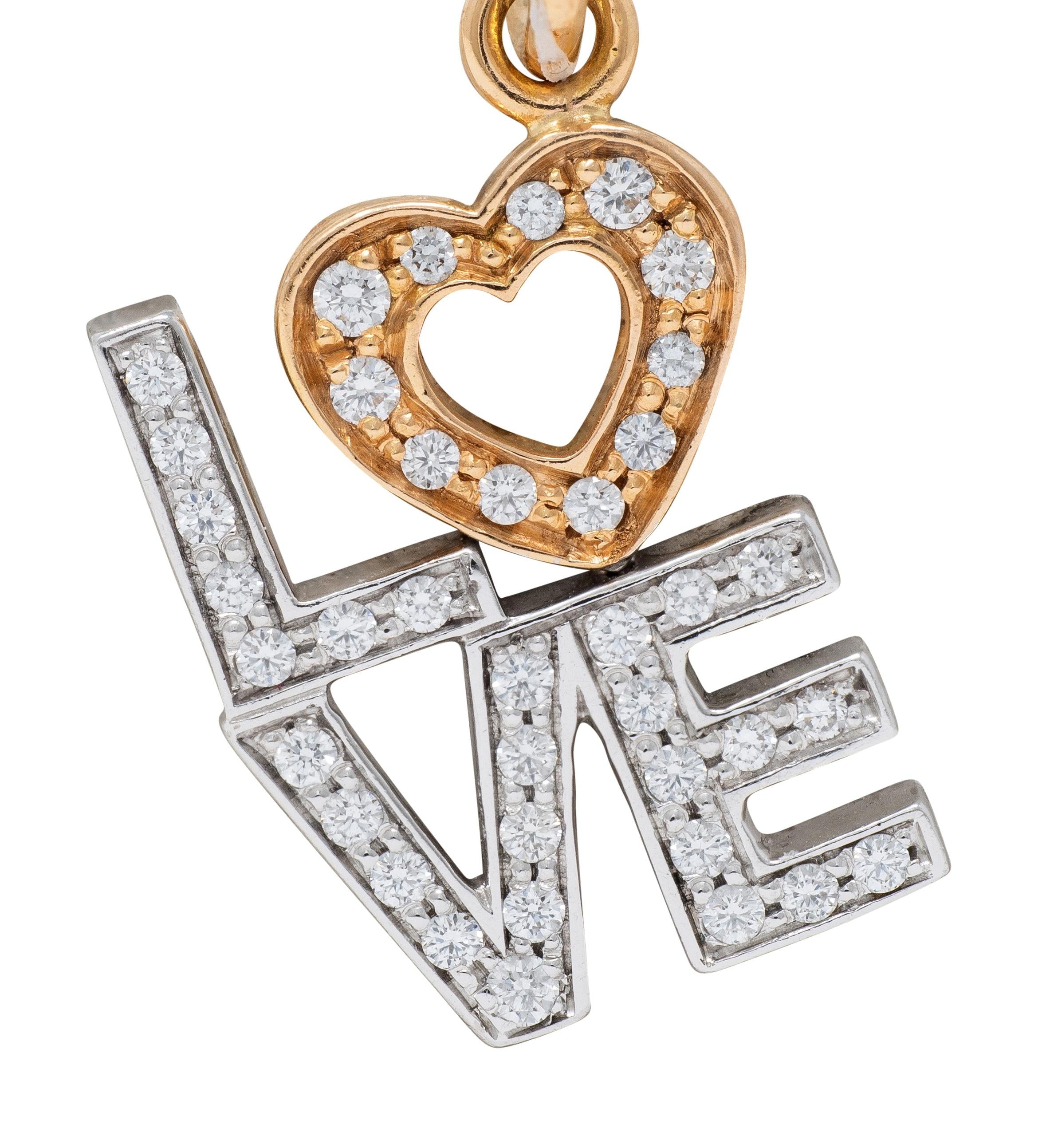 Tiffany & Co. 2000's Diamond 18 Karat Two-Tone Gold Love Charm