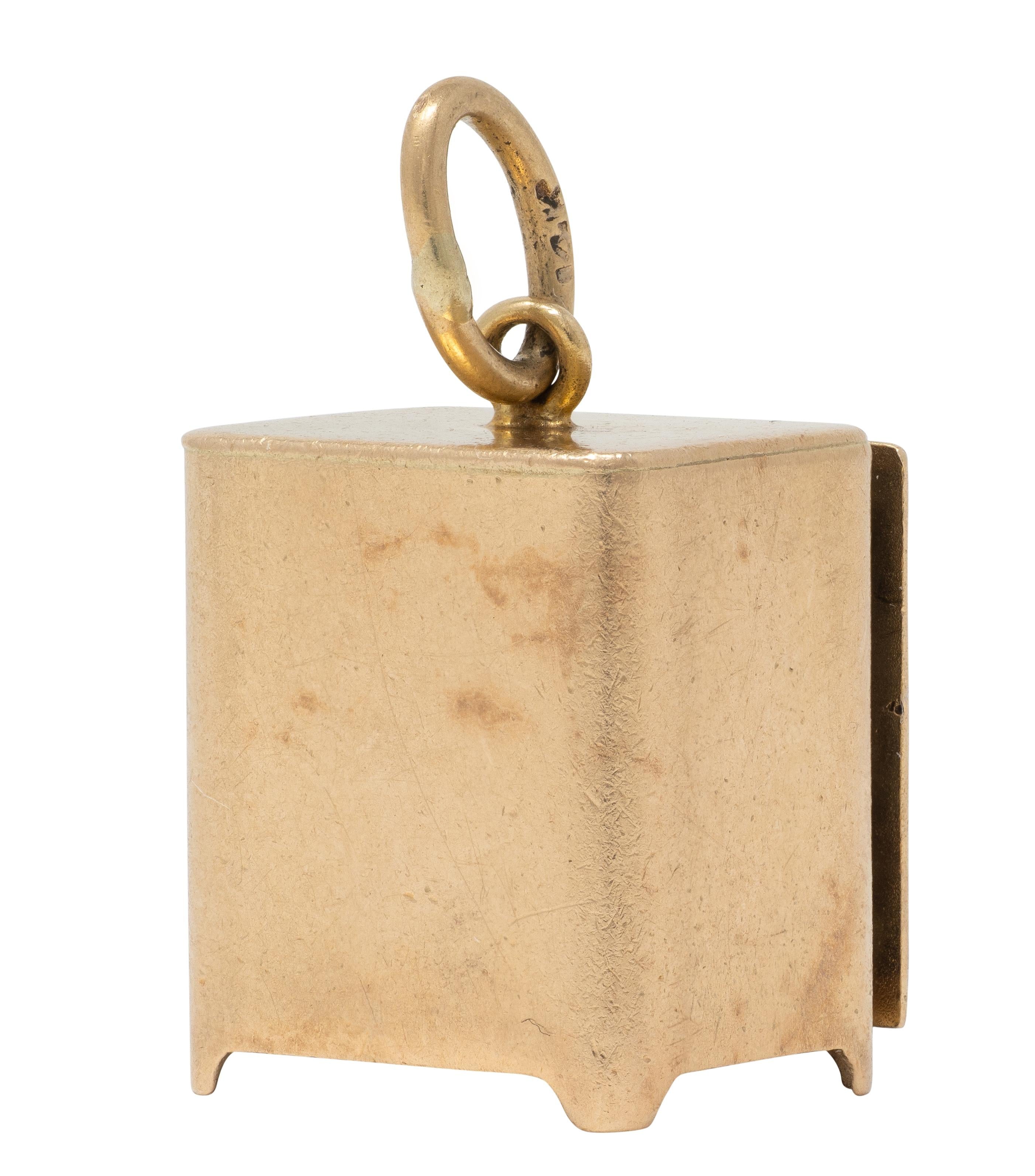 Retro 1940's 14 Karat Yellow Gold Functional Safe Dollar Bill Charm Pendant