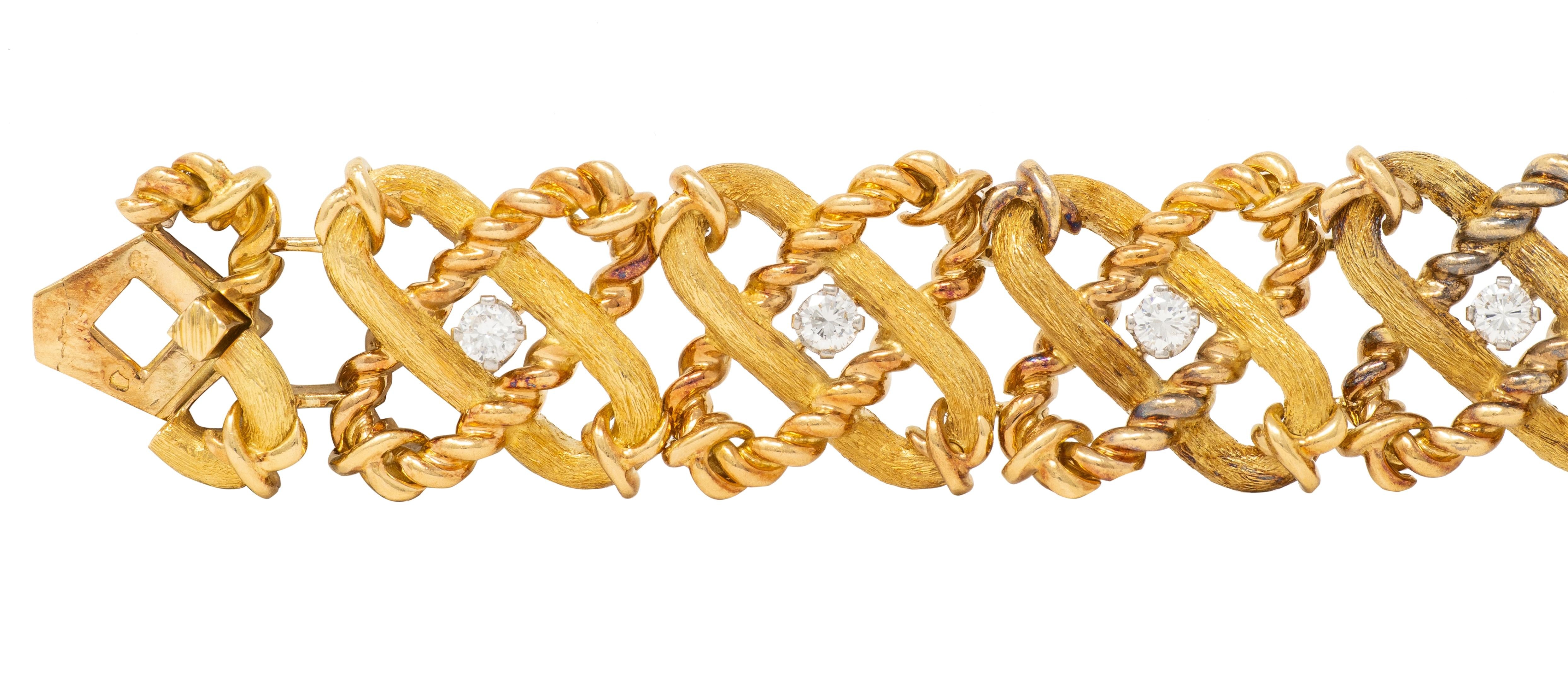 Jean Schlumberger Tiffany & Co. French 1960's Diamond 18K Gold Vintage Bracelet