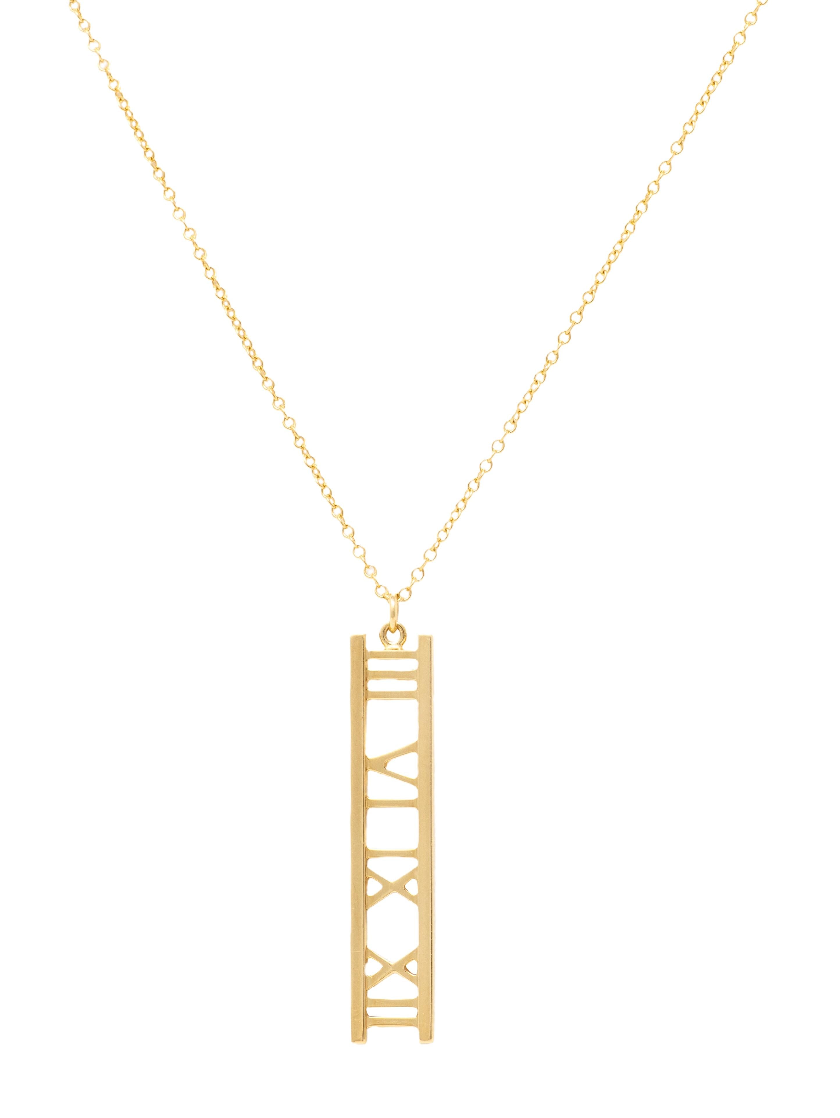 Tiffany & Co. Contemporary 18 Karat Yellow Gold Atlas Bar Pendant Necklace