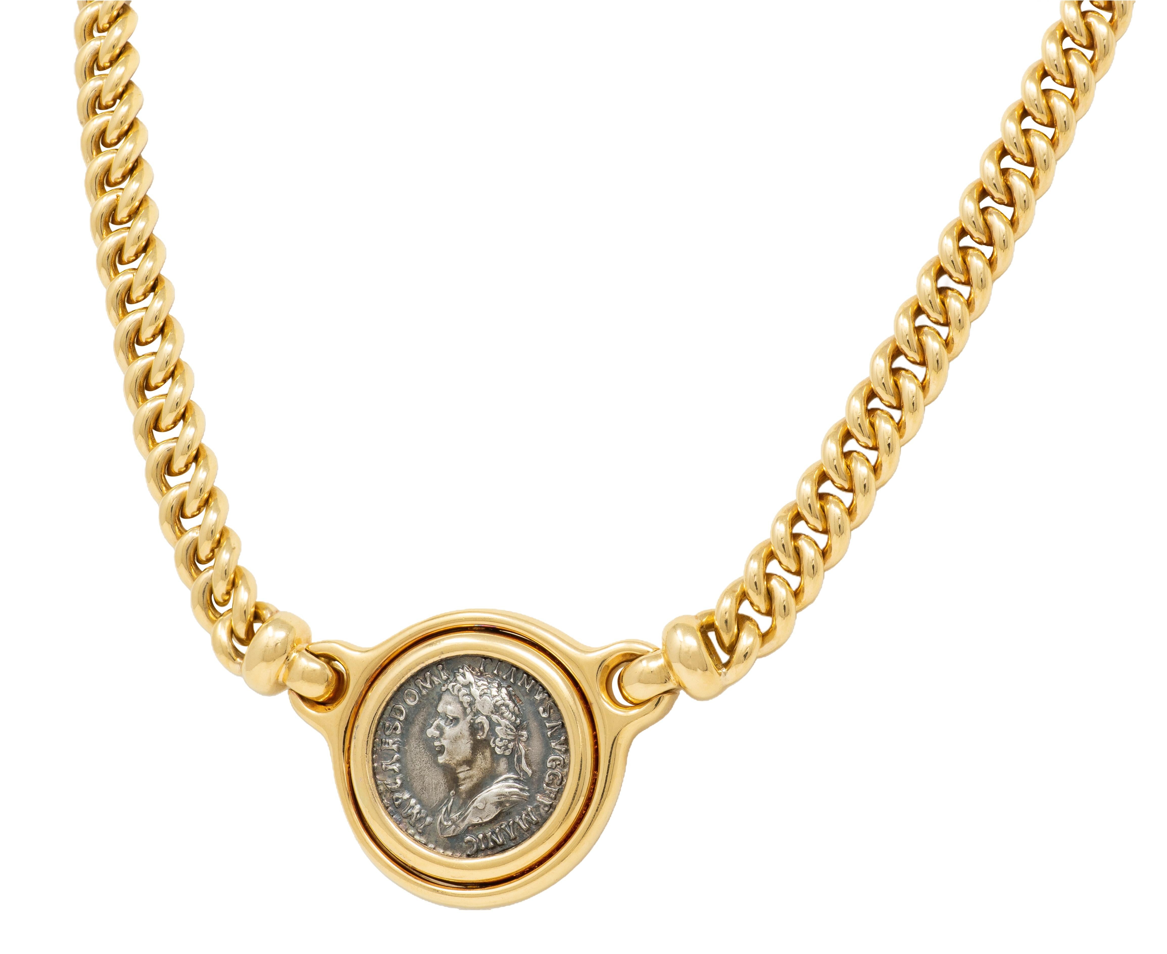 Bulgari Ancient Coin 18K Gold Vintage Flip Roman Constantine Vintage Necklace