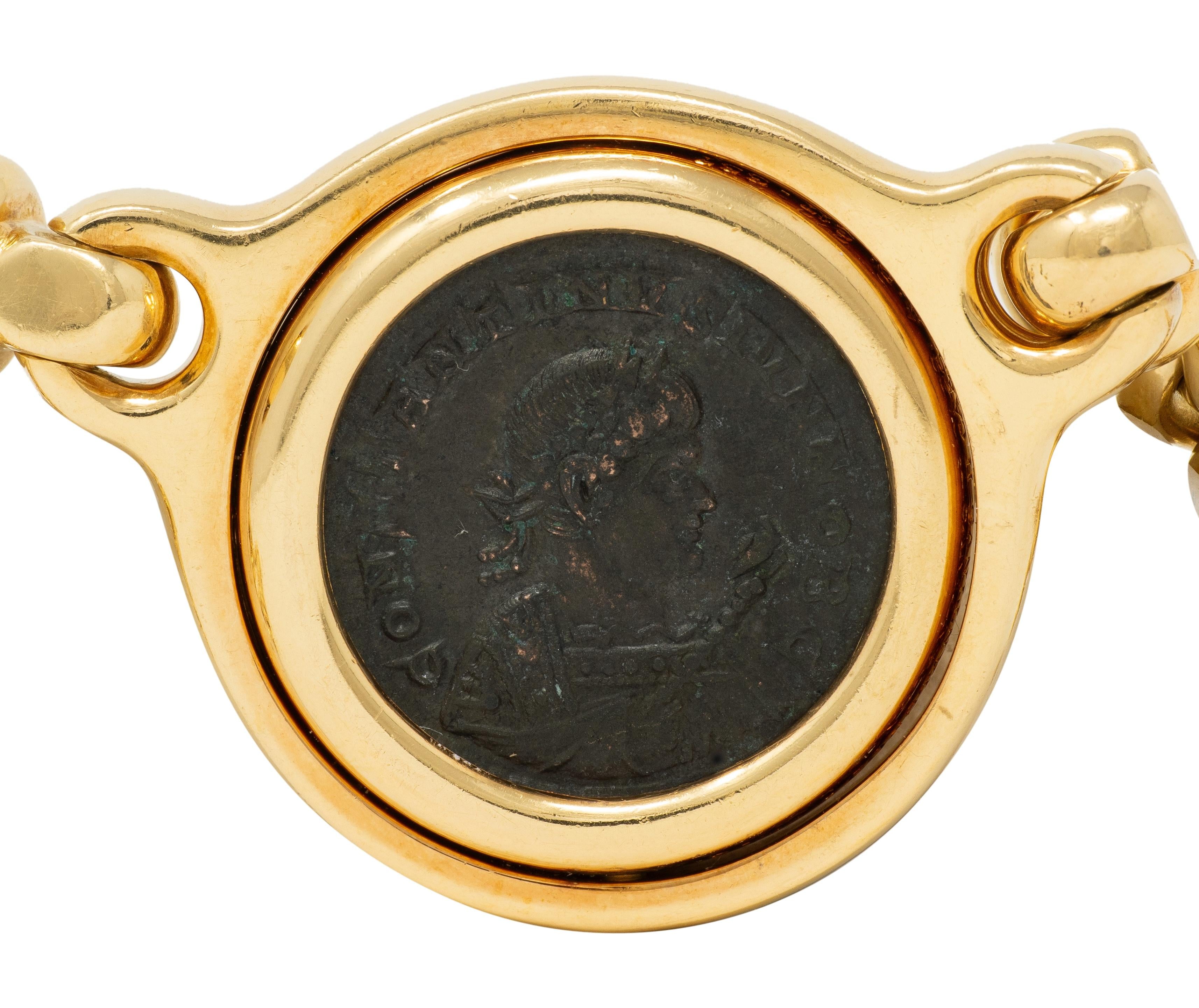 Bulgari Ancient Coin 18K Gold Vintage Flip Roman Constantine Vintage Necklace